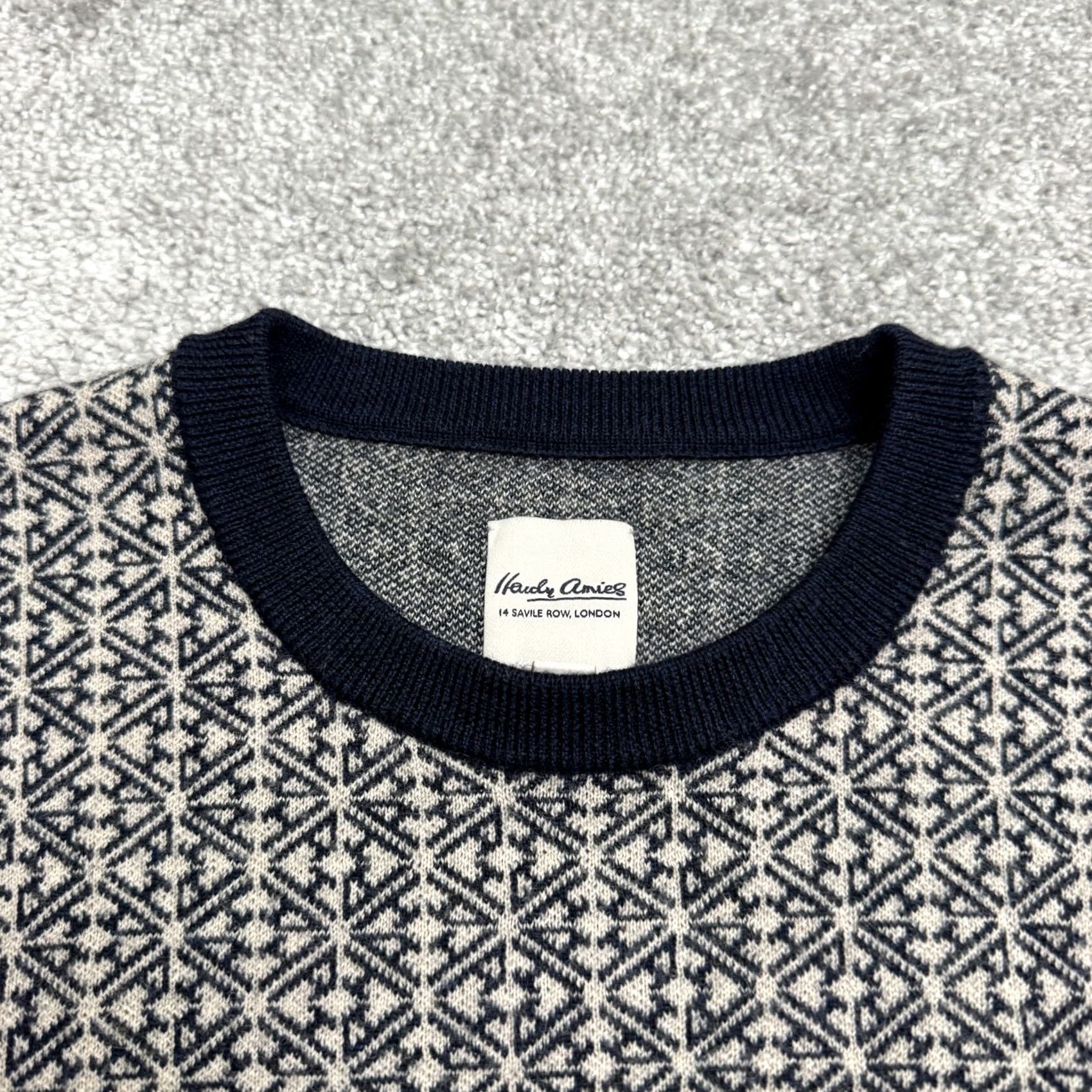 Hardy Amies Hardy Amies Sweater Men Small Navy Merino Wool Geometric Crew Neck Pullover Knit Size US S / EU 44-46 / 1 - 4 Thumbnail