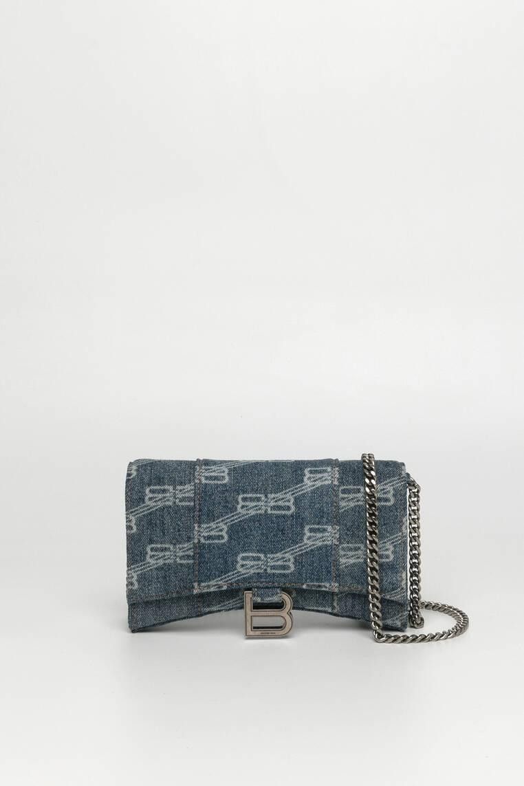 image of Balenciaga O1Srvl11E0324 Size: Os Hourglass Wallet In Blue, Women's