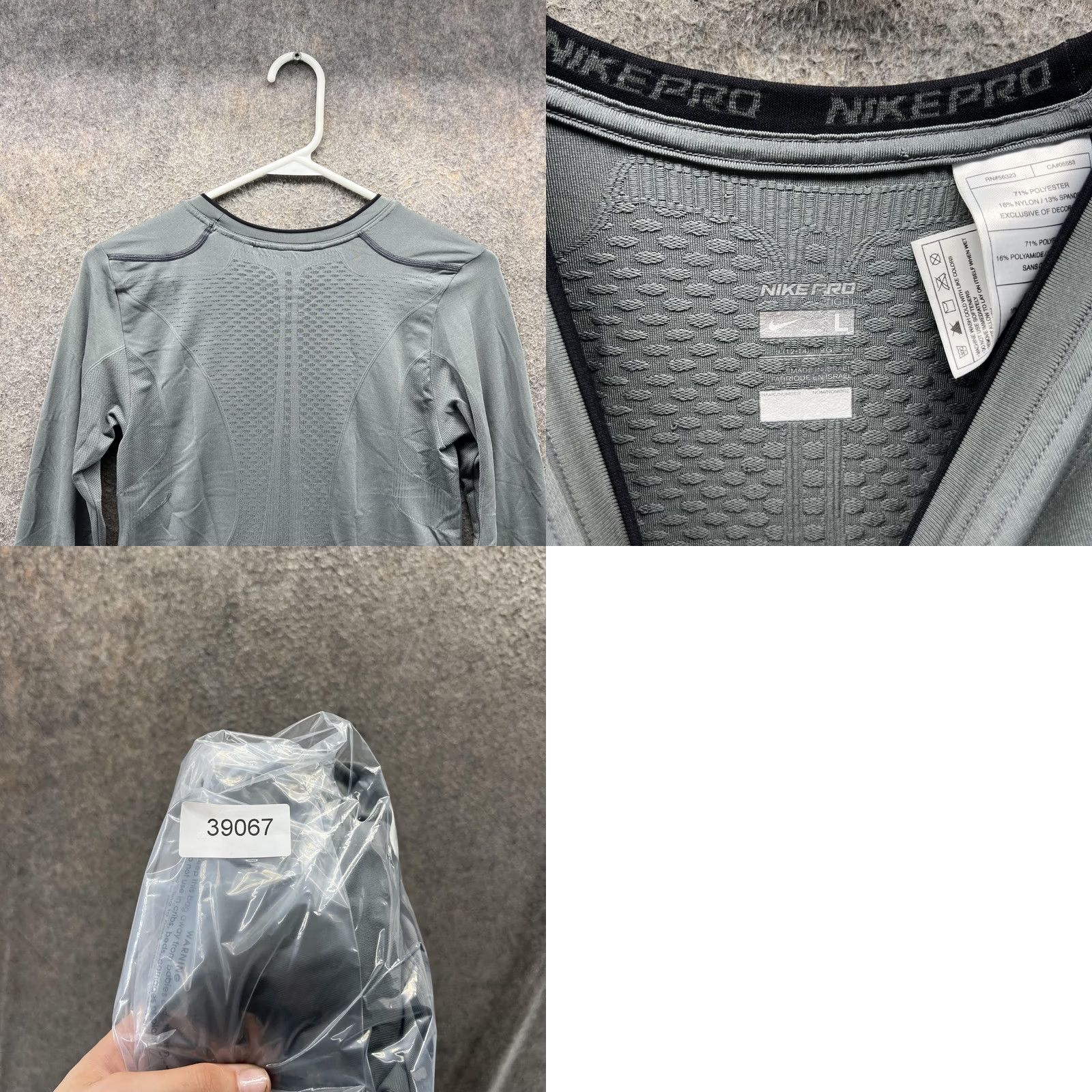 Nike Nike Pro Shirt Womens L Gray Long Sleeve Athletic Top Size L / US 10 / IT 46 - 8 Thumbnail