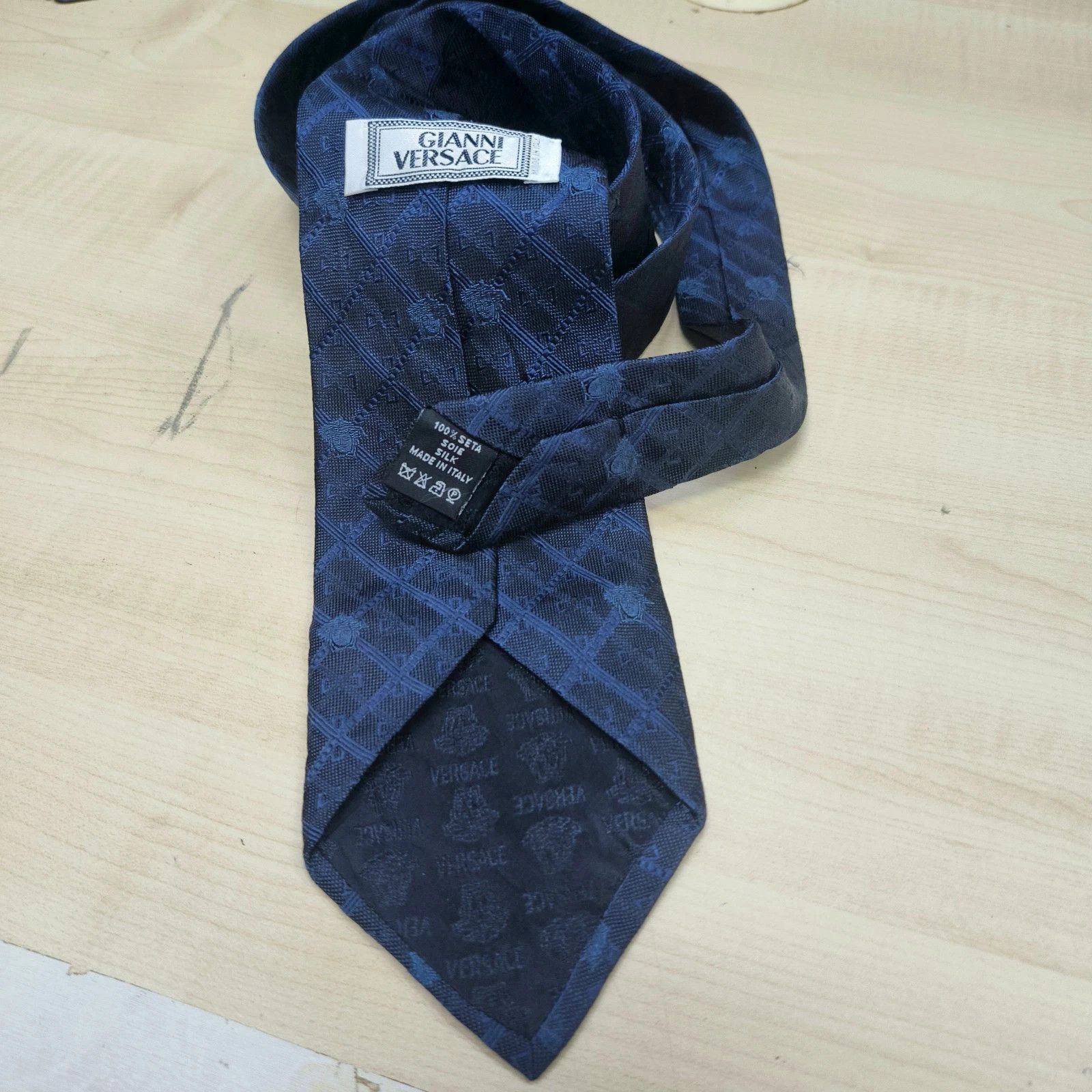 Versace Authentic Gianni Versace Silk Tie - Medusa Head Lattice Size ONE SIZE - 2 Thumbnail