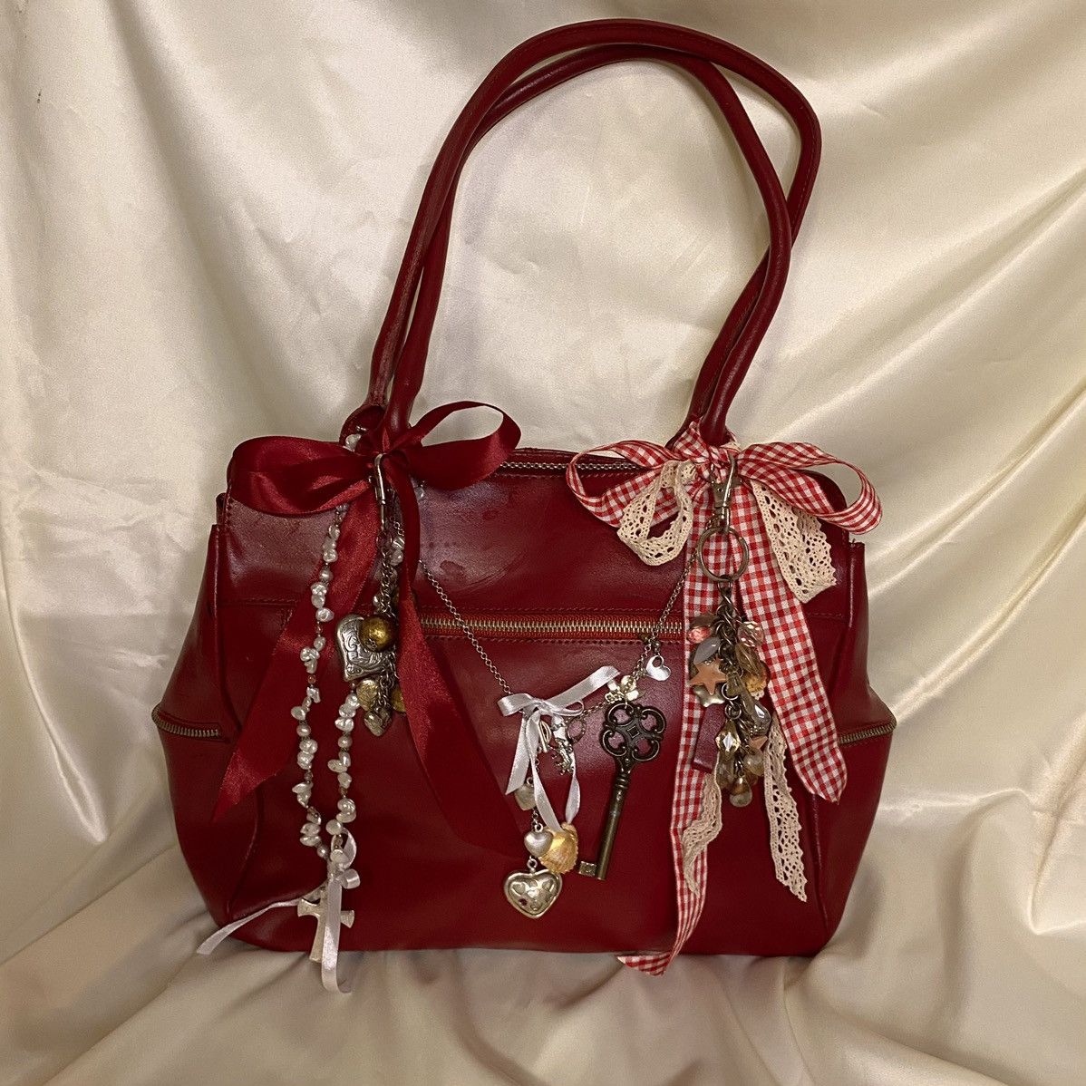 Vintage Vintage coquette leather red shoulder bag Size ONE SIZE - 4 Thumbnail