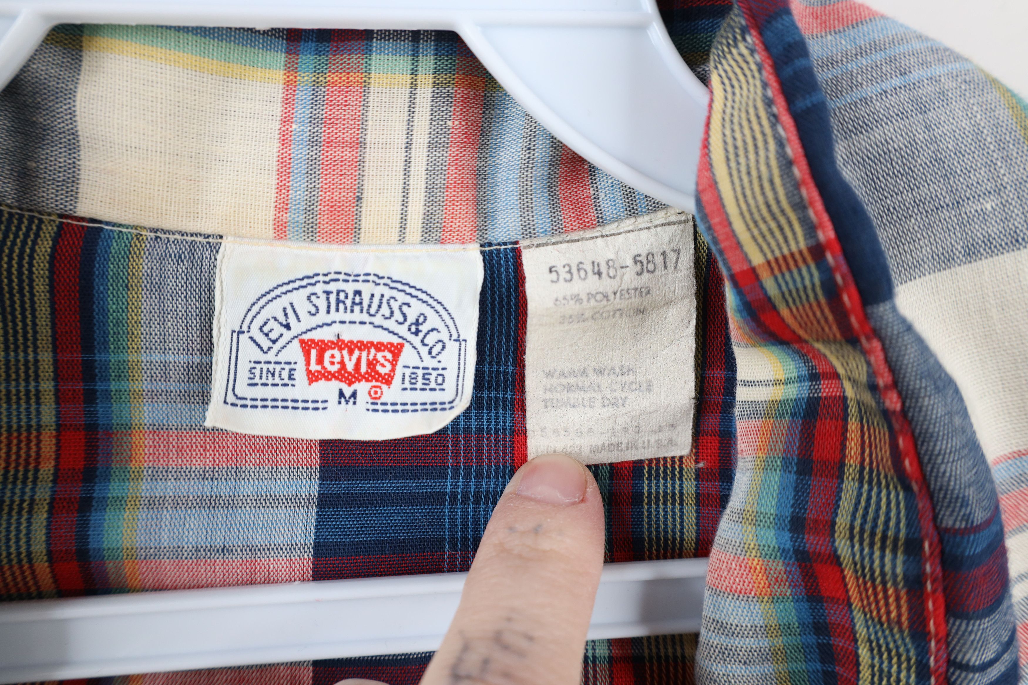Levi's × Vintage Vintage 70s Levis Western Button Collared Shirt Plaid USA Size US M / EU 48-50 / 2 - 9 Thumbnail