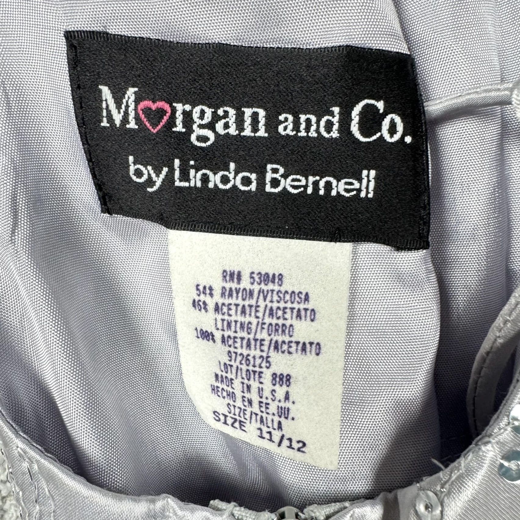 Vintage VINTAGE Morgan & Co. Silver Satin Sequin Halter Maxi Dress 11/12 Teens Girls Formal Prom Size L / US 10 / IT 46 - 4 Thumbnail