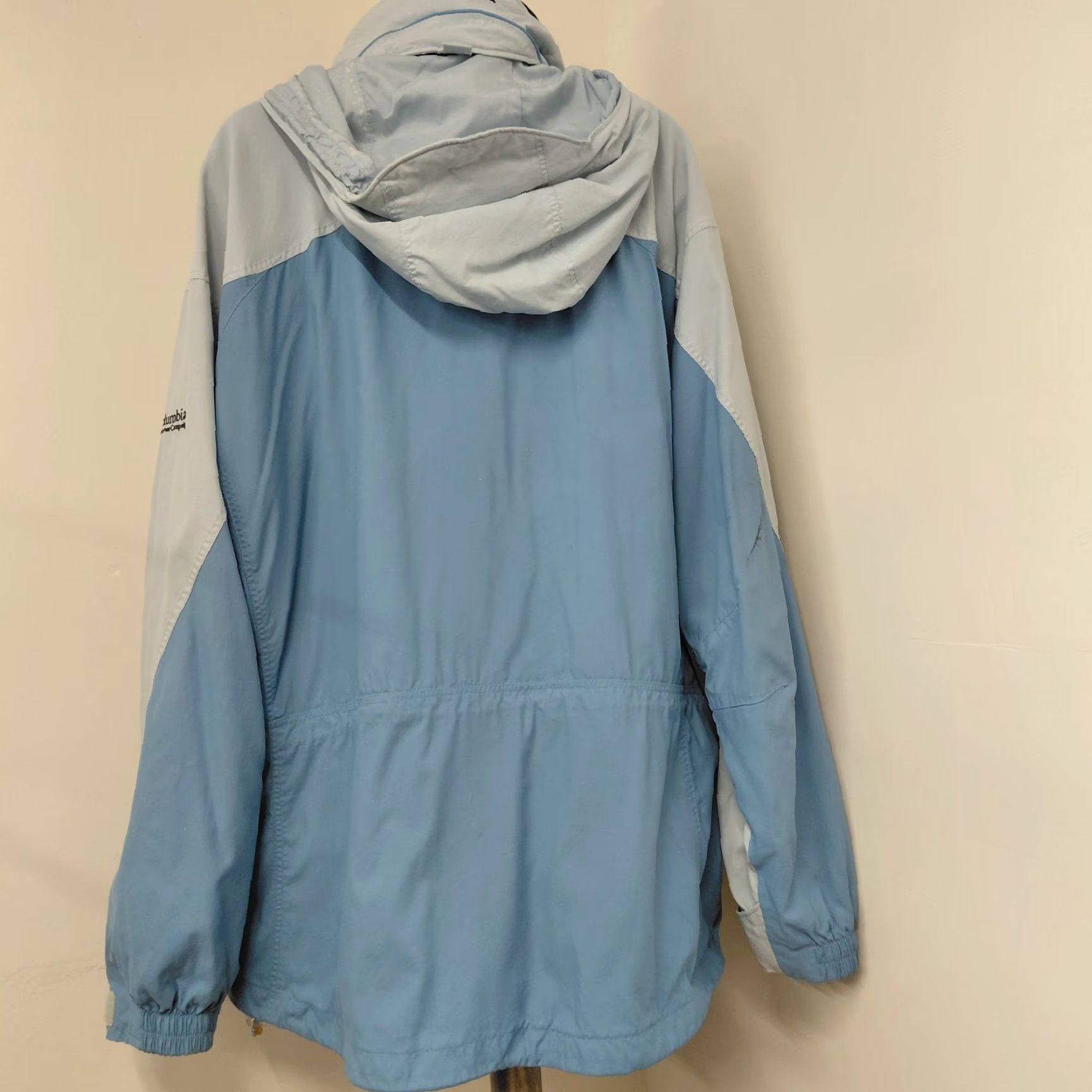 Vintage Columbia Rain Jacket Womens XL Pale Blue White Storm Dry Waterproof Hooded Jacket Size XL / US 12-14 / IT 48-50 - 3 Thumbnail