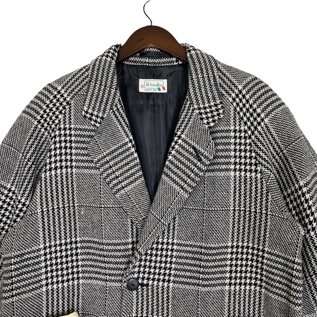Benetton Vintage Benetton Checkered Wool Long Coat Size 46 Size US M / EU 48-50 / 2 - 2 Thumbnail