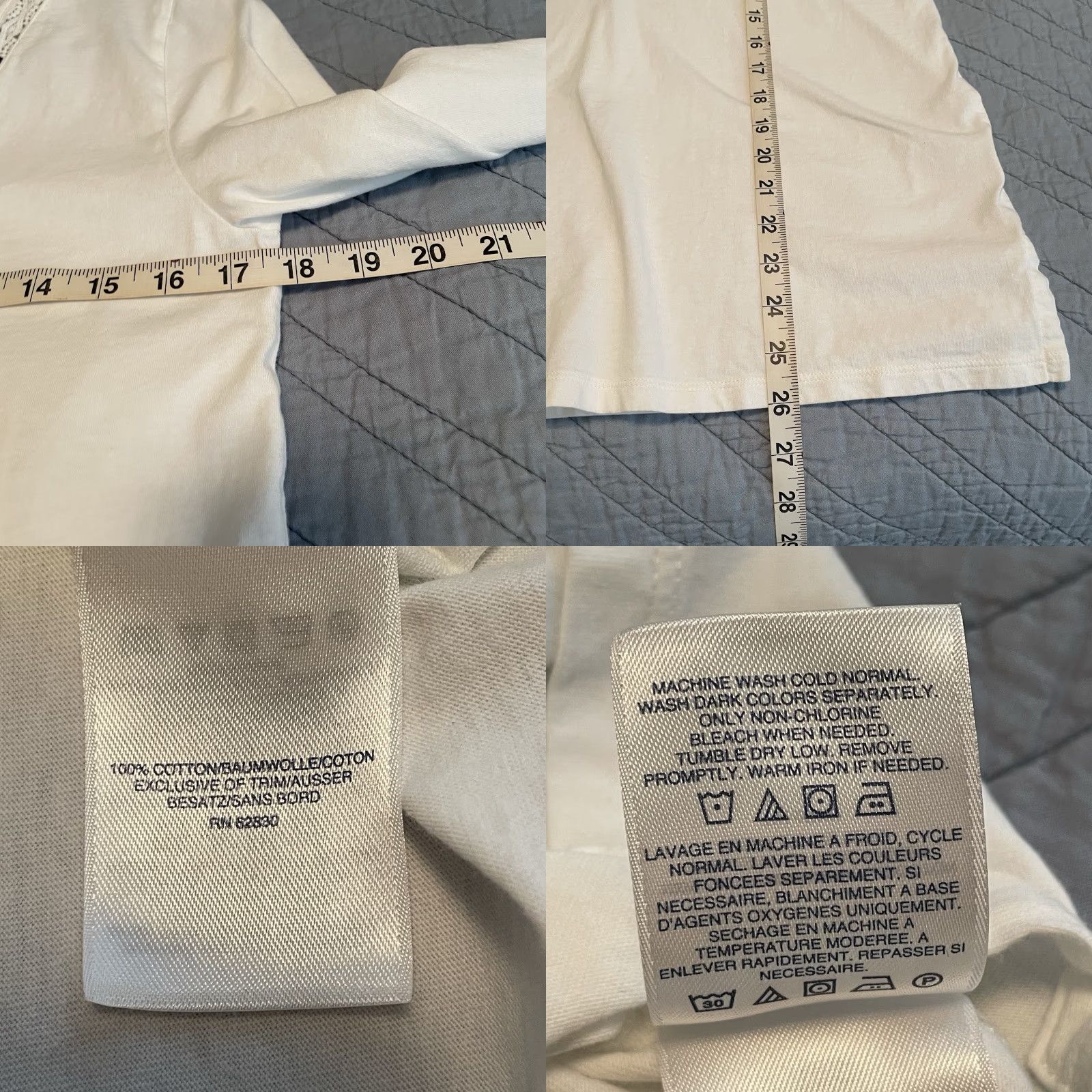Lands' End Lands' End Women's Blouse 3/4 Sleeve V-Neck Lace Trim Tunic XS White BoHo Beach Preppy Size XS / US 0-2 / IT 36-38 - 8 Thumbnail