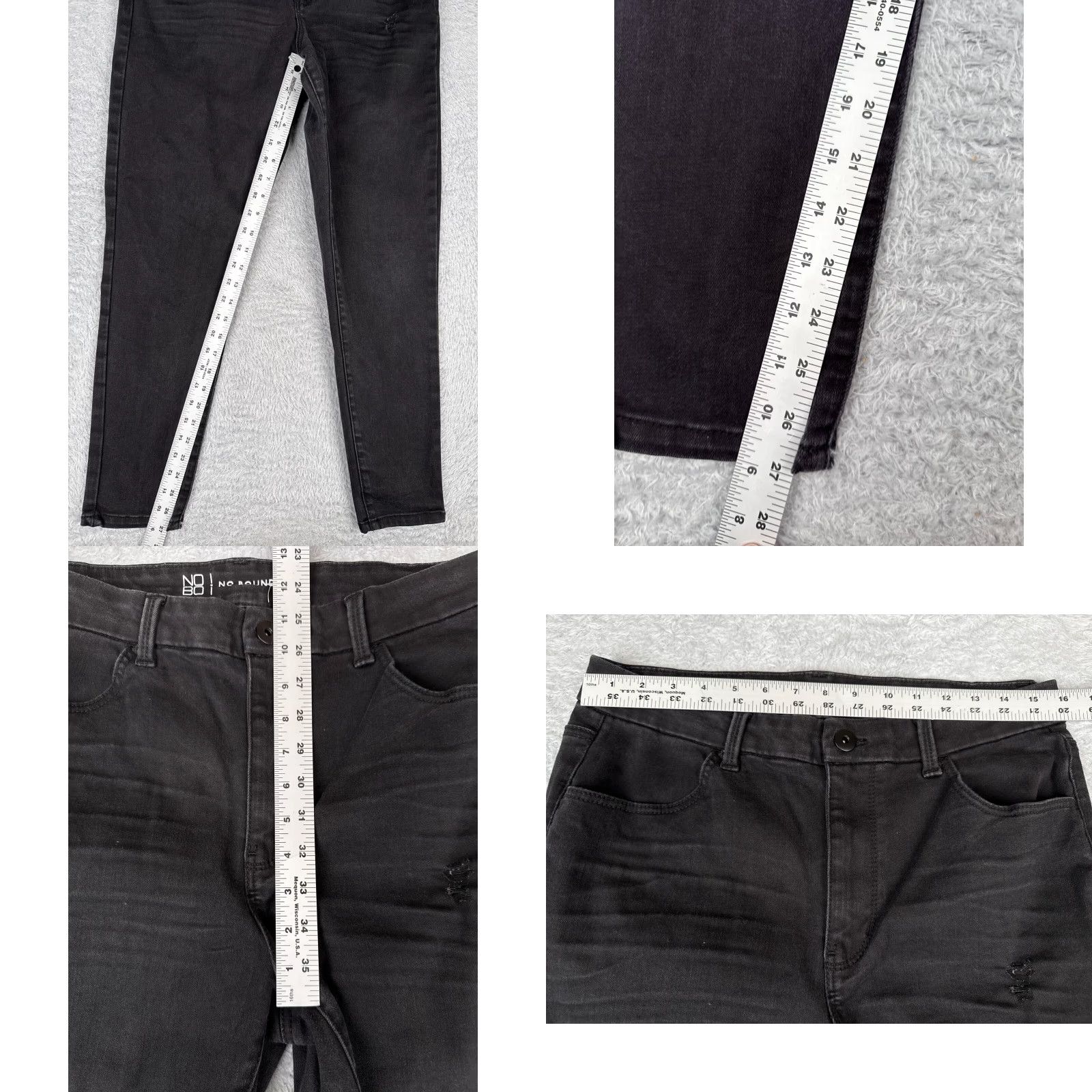 Vintage No Boundaries Jeans Juniors 15 Black High Rise Skinny Cotton Distressed 32x27 Jeans Womens Girls/Adults Size 36" / US 14 / IT 50 - 8 Thumbnail
