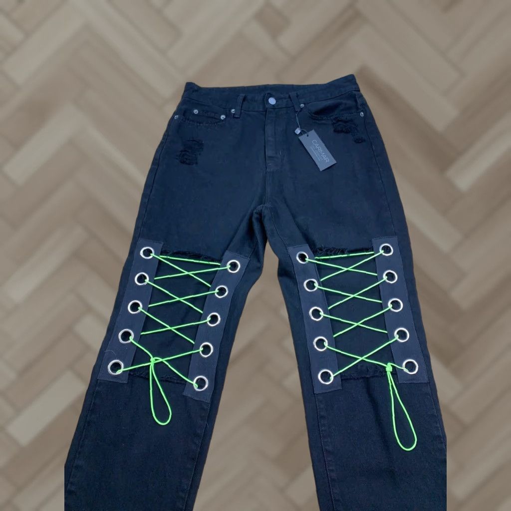 Vintage NWT Carmar Womens Baggy Jeans Black 28 Size Festival 90s Womens? Size 28" / US 6 / IT 42 - 1 Thumbnail