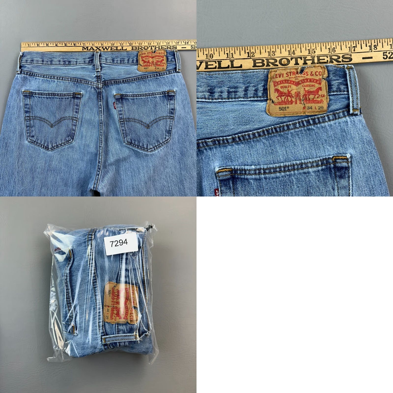 Levi's Levi's 501 Jeans Mens 34x29 Medium Wash Original Fit Straight Button Fly Casual Regular Denim Blue 90s Cowboy Retro Size US 34 / EU 50 - 10 Thumbnail