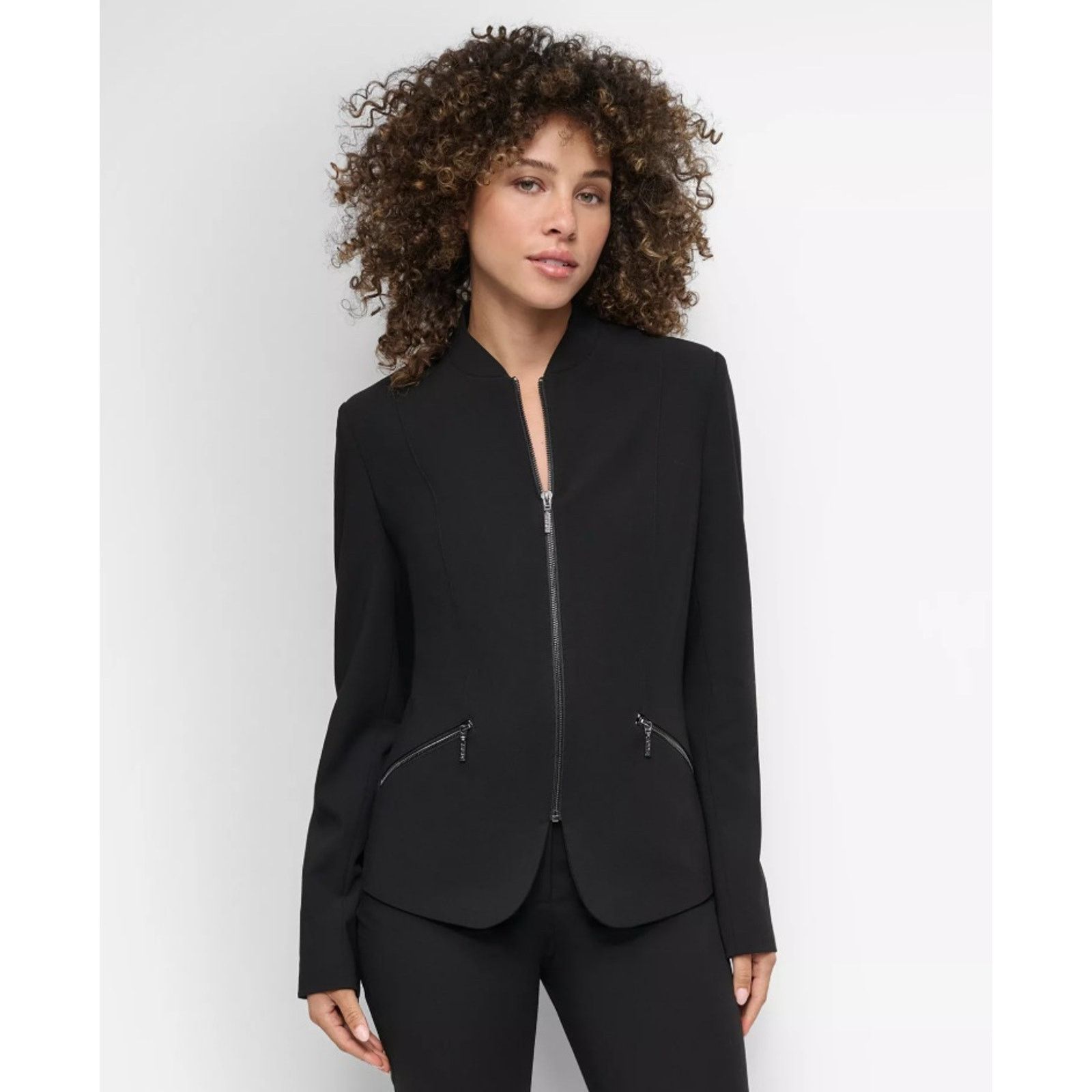 DKNY DKNY Women Black Zip-Pocket Long-Sleeve Jacket Size US 6 Size M / US 6-8 / IT 42-44 - 1 Thumbnail