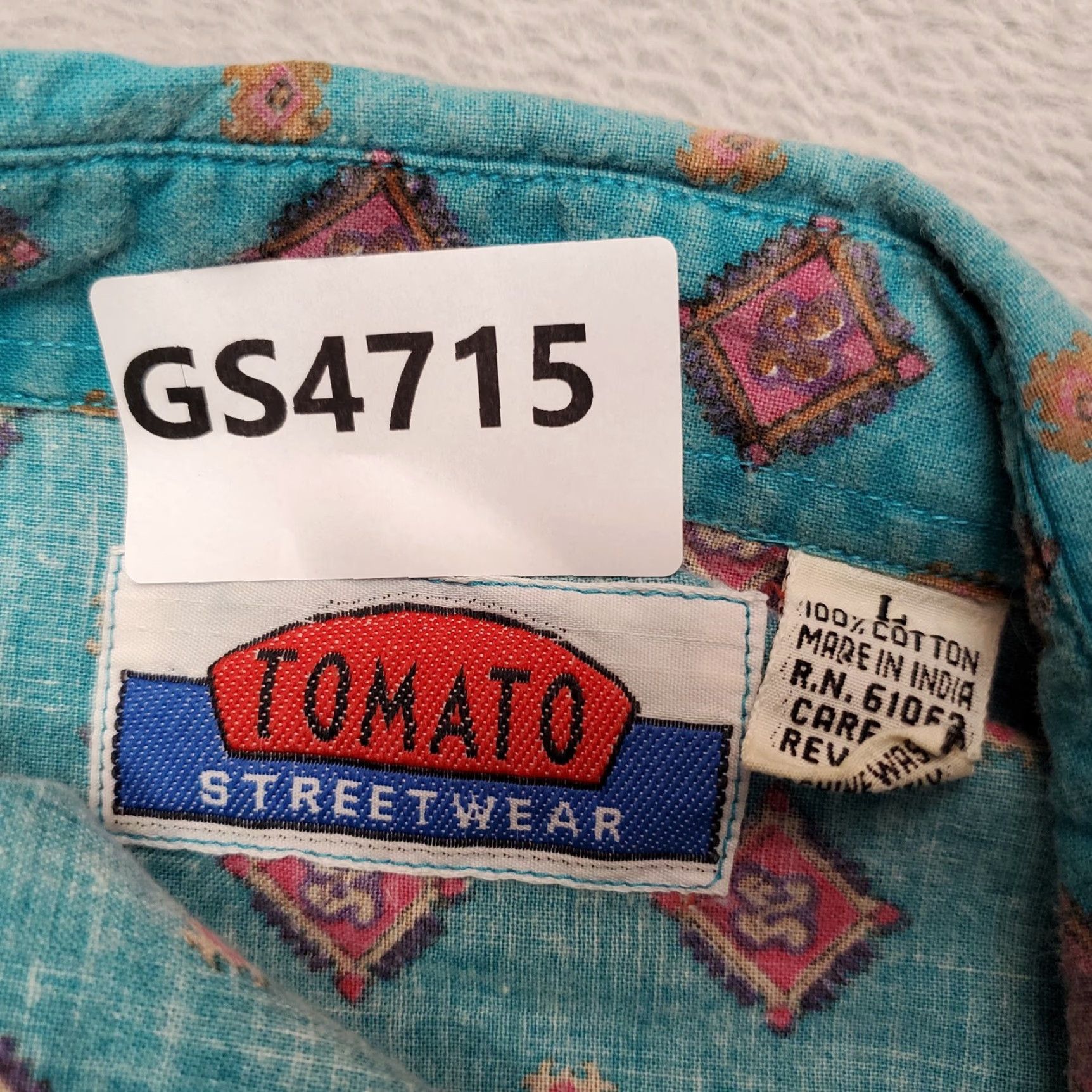 Vintage VINTAGE Tomato Streetwear Shirt Mens Large Green Geometric 100% Cotton 90s Y2K Polo Casual Mens Size US L / EU 52-54 / 3 - 7 Thumbnail