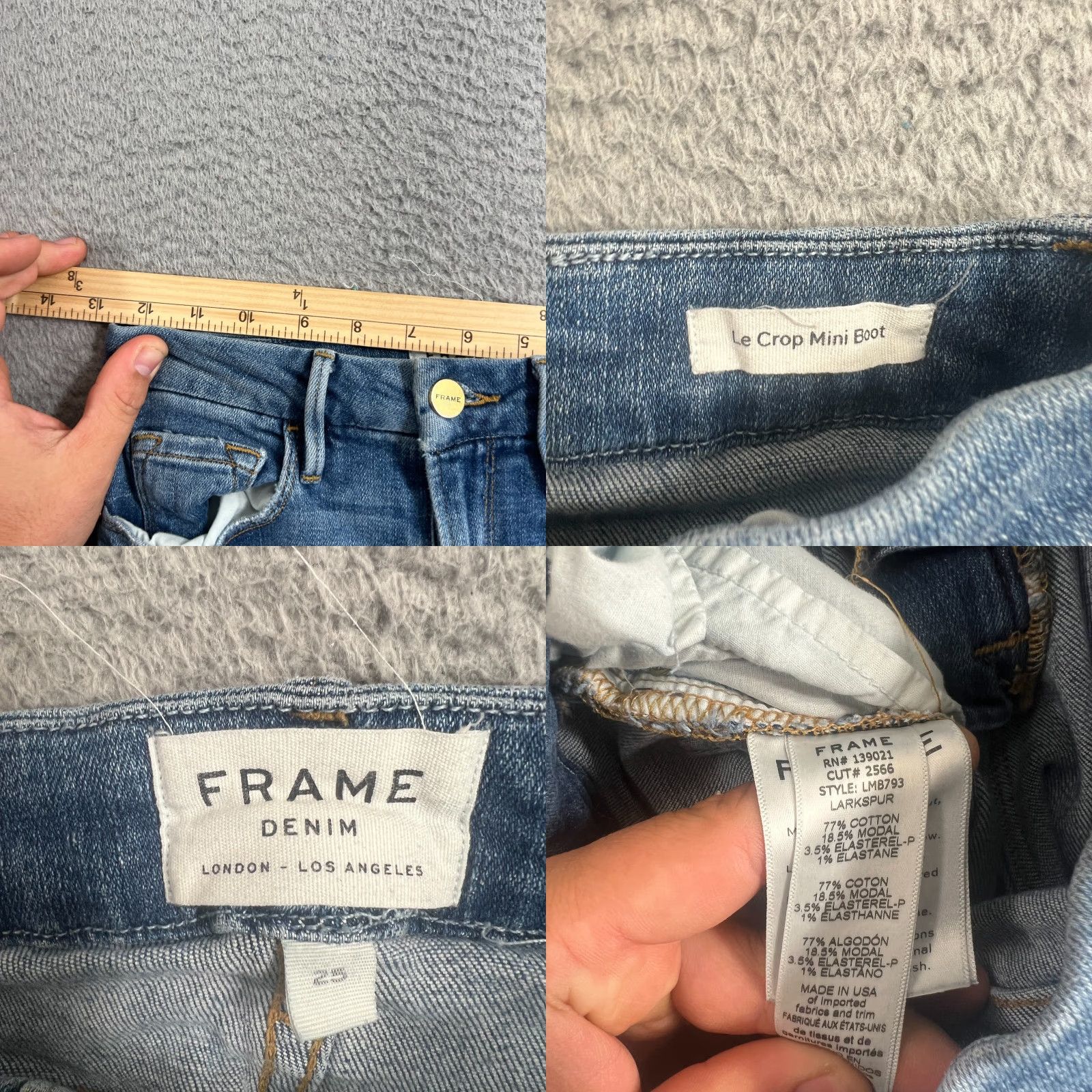 Frame VINTAGE FRAME Women's Cropped Mini Boot Jeans Size 25 Medium Wash Denim Size 42" / US 20 - 8 Thumbnail