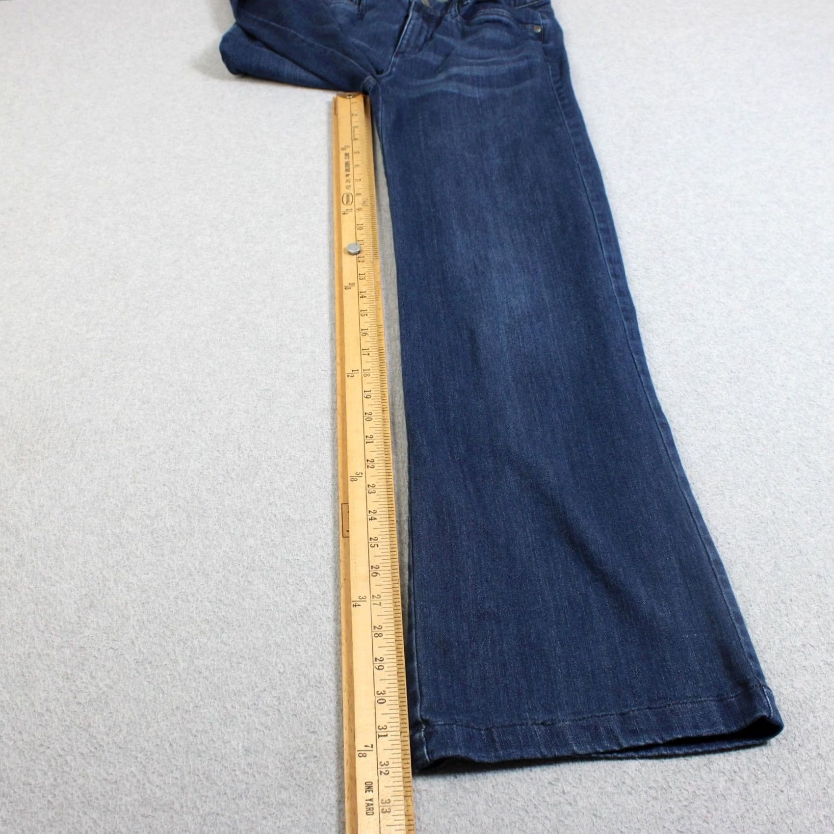 J. Jill J Jill Jeans Women 4 Tall Blue Dark Wash Mid Rise Full Wide Leg Stretch Denim Size 27" / US 4 / IT 40 - 6 Thumbnail