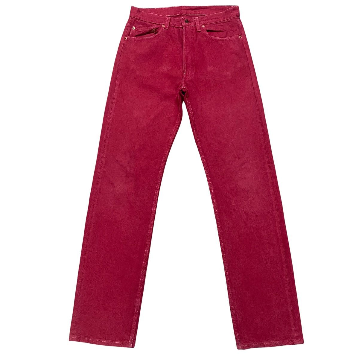 Levi's Vintage 90s Levis 501 Red Denim Jeans Dyed Size US 31 - 1 Thumbnail