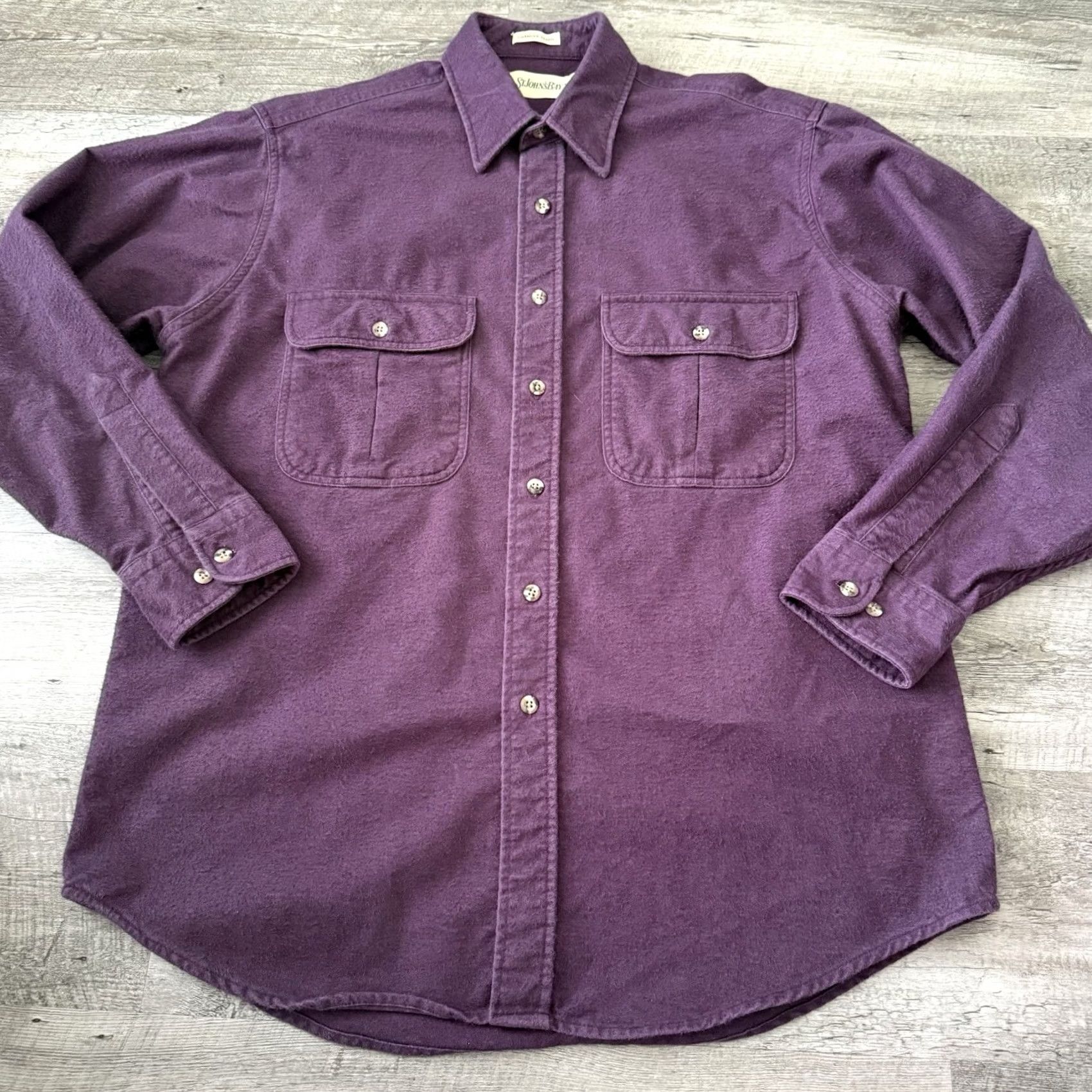 Vintage St Johns Bay Chamois Shirt Mens Large Purple Flannel Button Up Shacket Outdoor Size US L / EU 52-54 / 3 - 5 Thumbnail