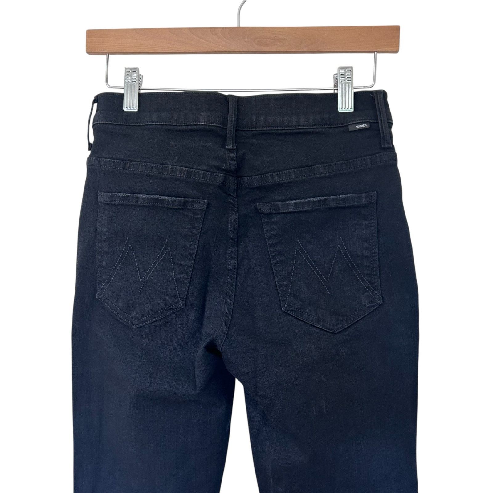 MOTHER MOTHER Black The Insider Crop Step Fray Jeans Sz 27 Size 27" / US 4 / IT 40 - 7 Thumbnail