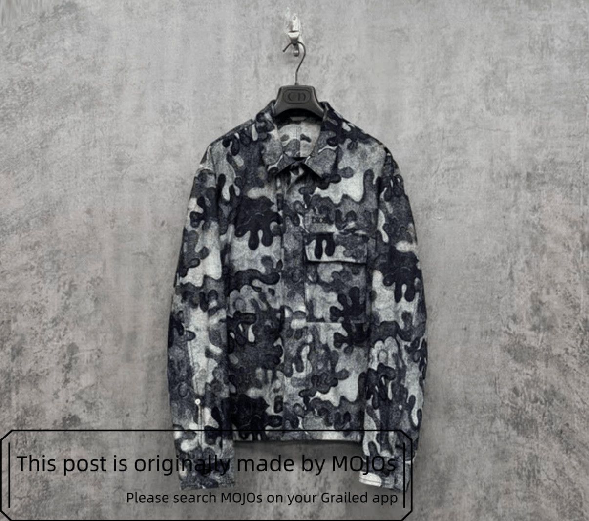 Sz 50 Dior Logo Stitch Camo Denim Jacket mojos2725