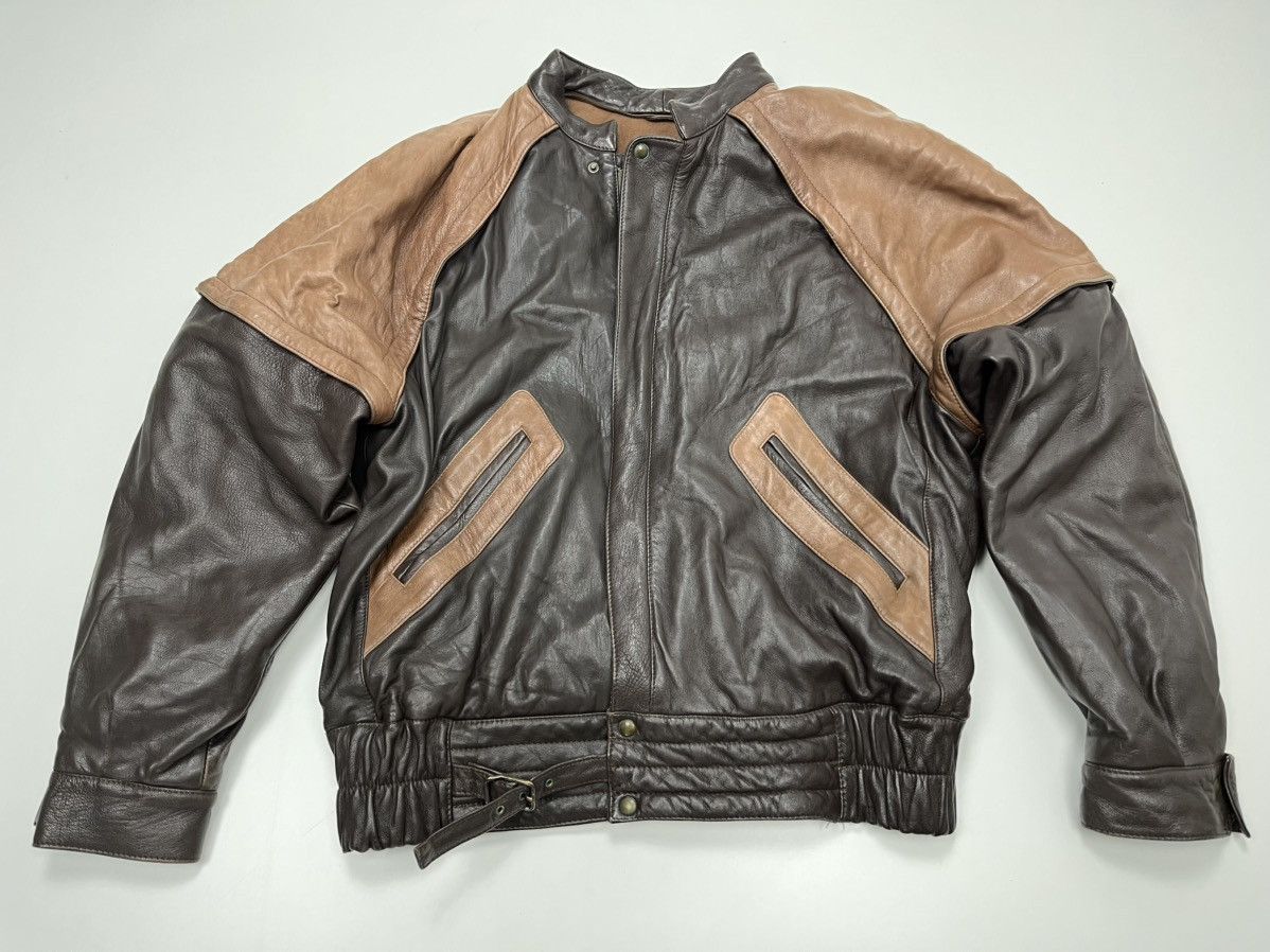 Other Vintage Umberto Olivieri two-tone leather bomber Size US L / EU 52-54 / 3 - 1 Thumbnail