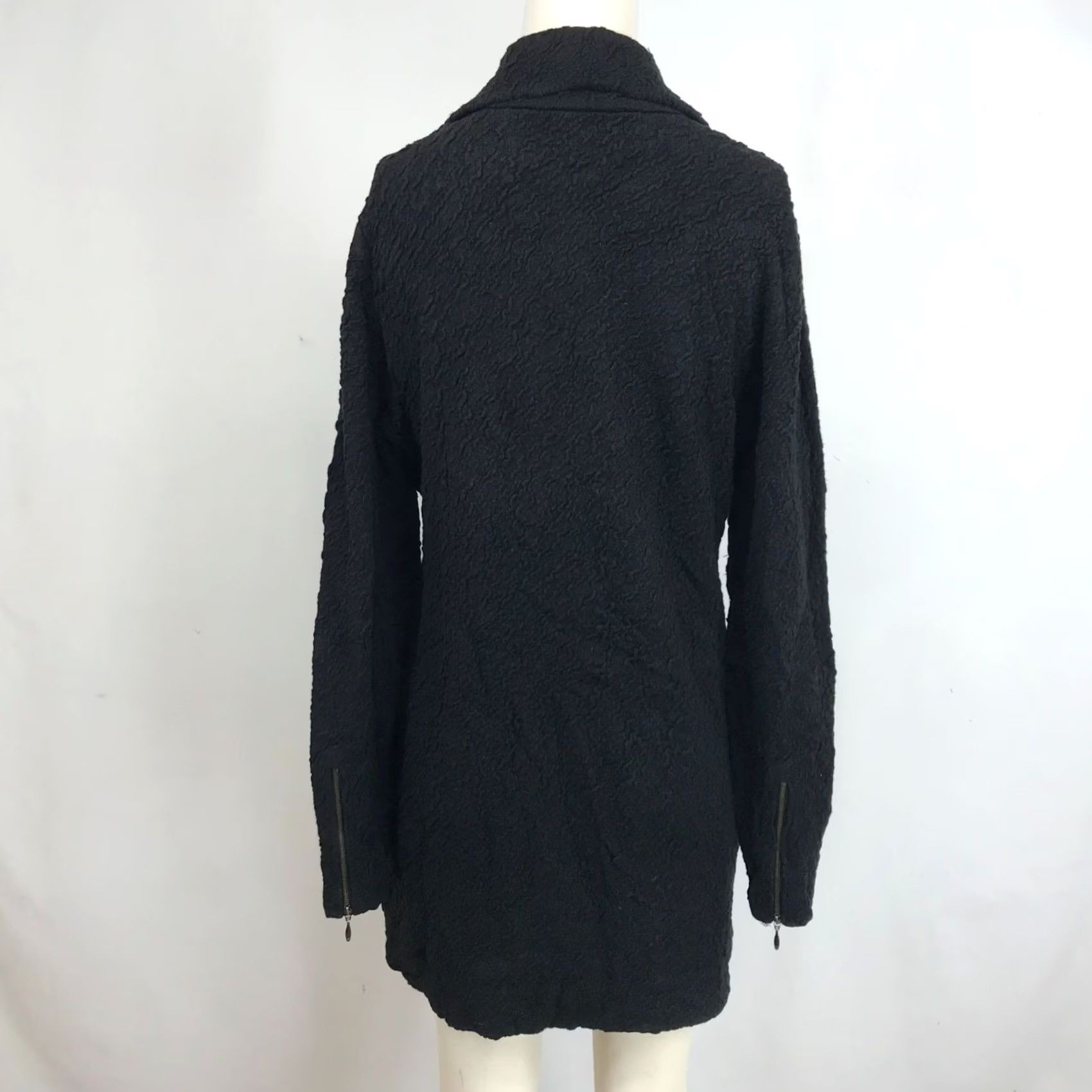 Eileen Fisher EILEEN FISHER Jacket Womens M Black Snap Closure Collared Textured Casual Size M / US 6-8 / IT 42-44 - 5 Thumbnail