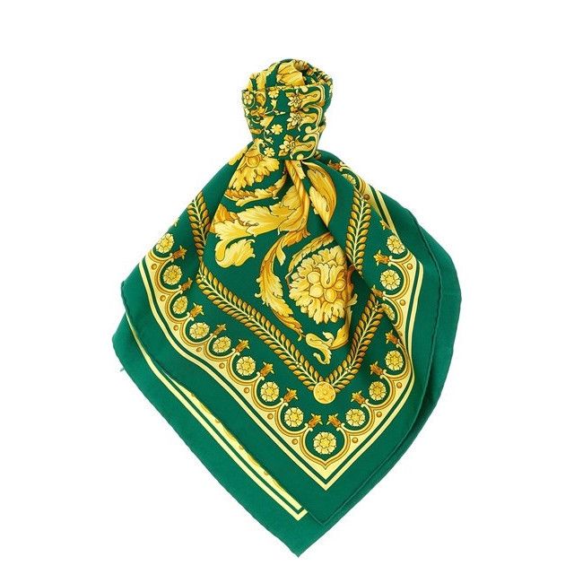 Versace VERSACE Green Silk Scarf New & Authentic Size ONE SIZE - 1 Thumbnail