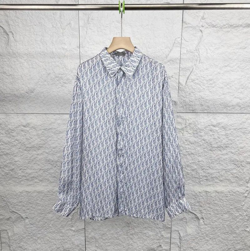 Dior Blue Cotton Long Sleeve Shirt for Men 0089