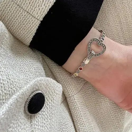 Japanese Brand × Vintage Vintage Rainbow Zircon Love Heart Bracelet Size ONE SIZE - 1 Thumbnail