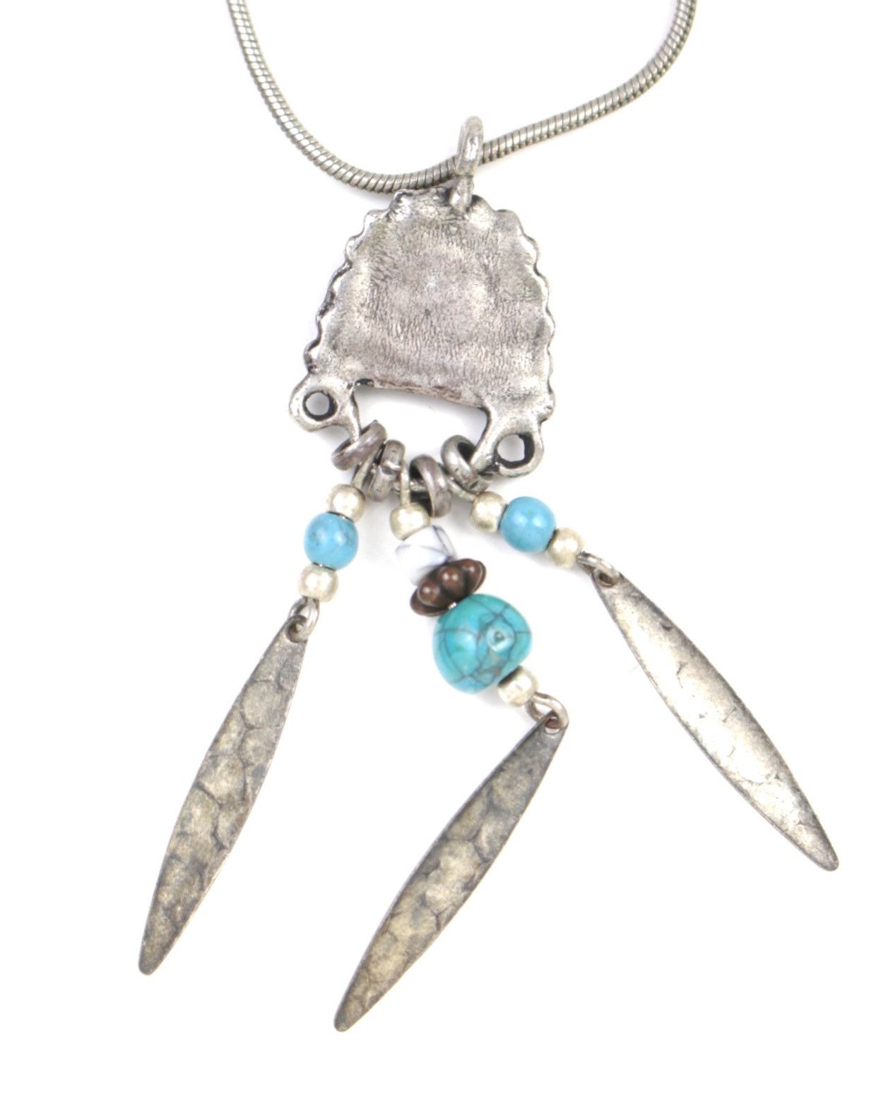 Vintage 2000S JAPANESE MADE TRIBAL TURQUOISE DANGLE PENDANT NECKLACE Size ONE SIZE - 4 Thumbnail