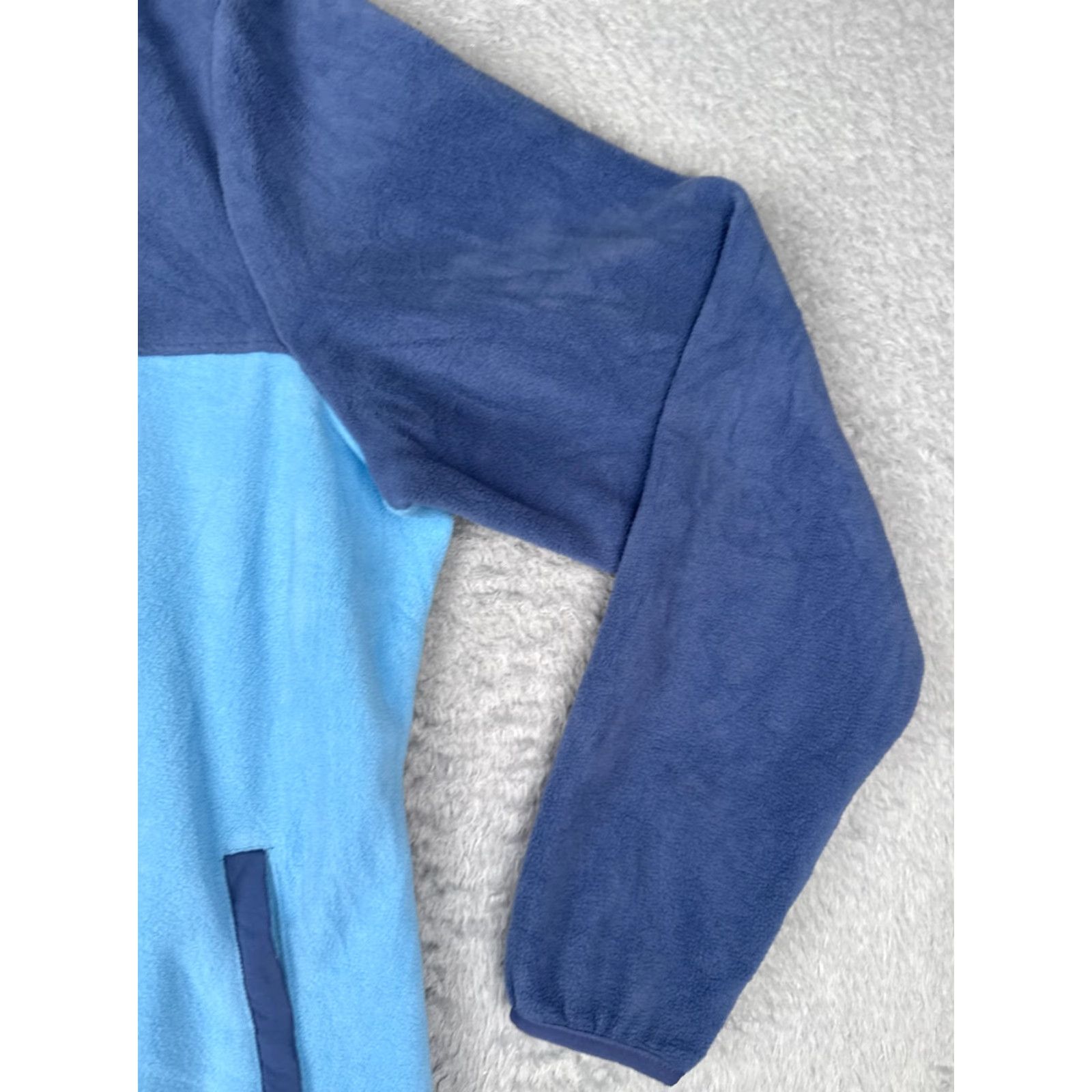 Vintage Columbia Sweater Womens XL Blue Button Mock Neck Fleece Polyester Pullover Raglan Sleeve Casual Outdoor - Hooded, Logo, Zipper, Button Size XL / US 12-14 / IT 48-50 - 2 Thumbnail