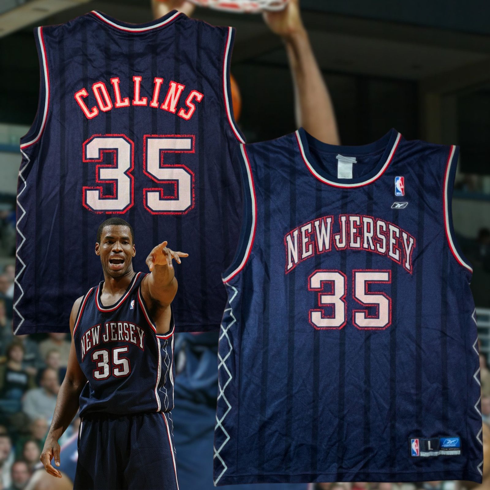 Reebok Jason Collins New Jersey Nets Reebok Jersey Y2K Size L Rare Size US L / EU 52-54 / 3 - 2 Thumbnail