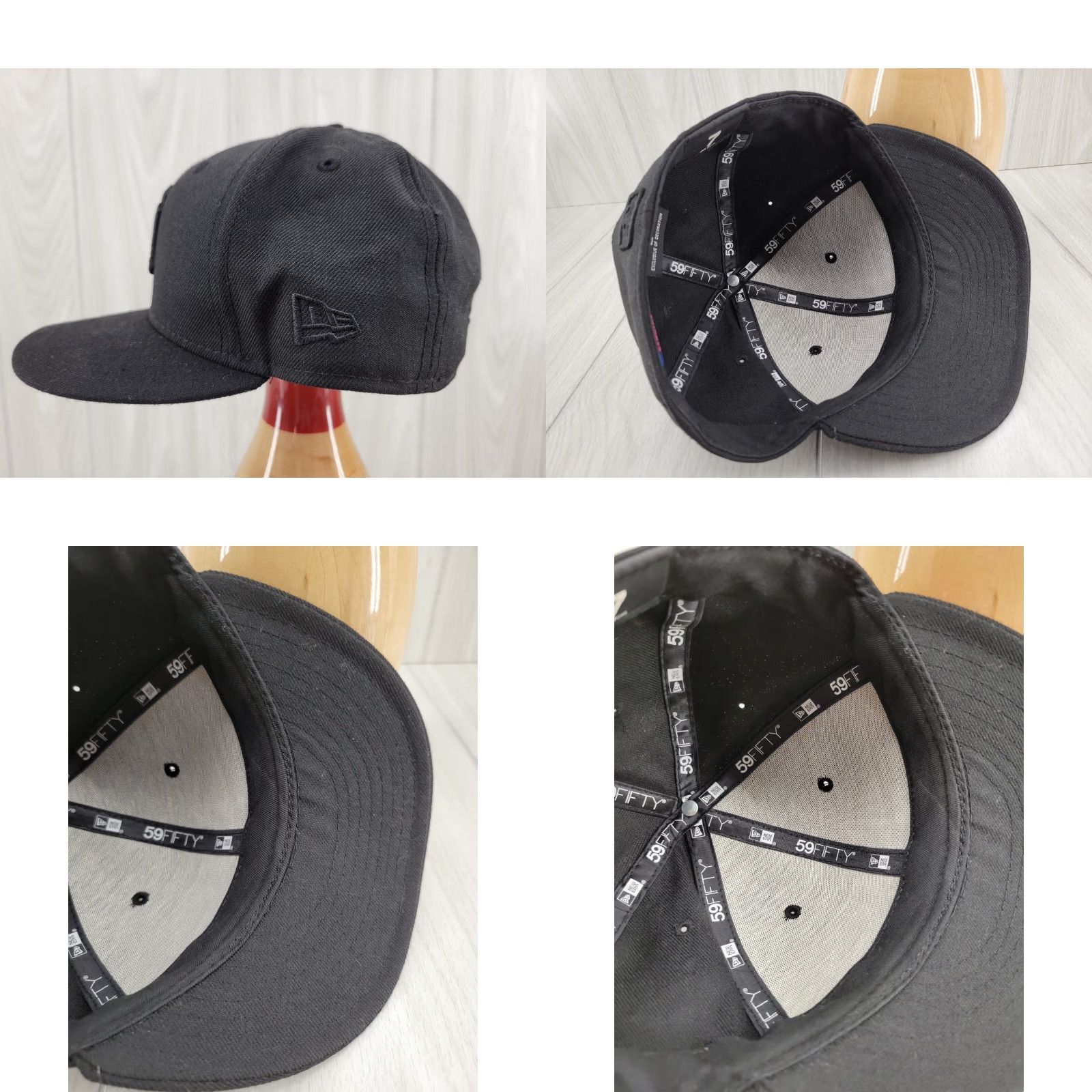 New Era VINTAGE MLB New York Yankees NY 59FIFTY Fitted Hat Cap All Black Mens Size 7 New Era Size ONE SIZE - 8 Thumbnail