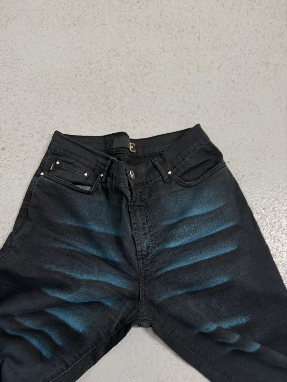 Just Cavalli Vintage Just Cavalli Blue Waves Flared Overprinted Jeans Size 28" / US 6 / IT 42 - 5 Thumbnail