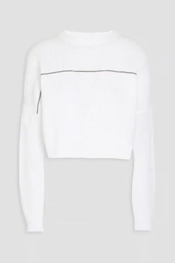 Brunello Cucinelli o1y0825 Crewneck Sweater in White Size XXS / US 00 / IT 34 - 2 Thumbnail
