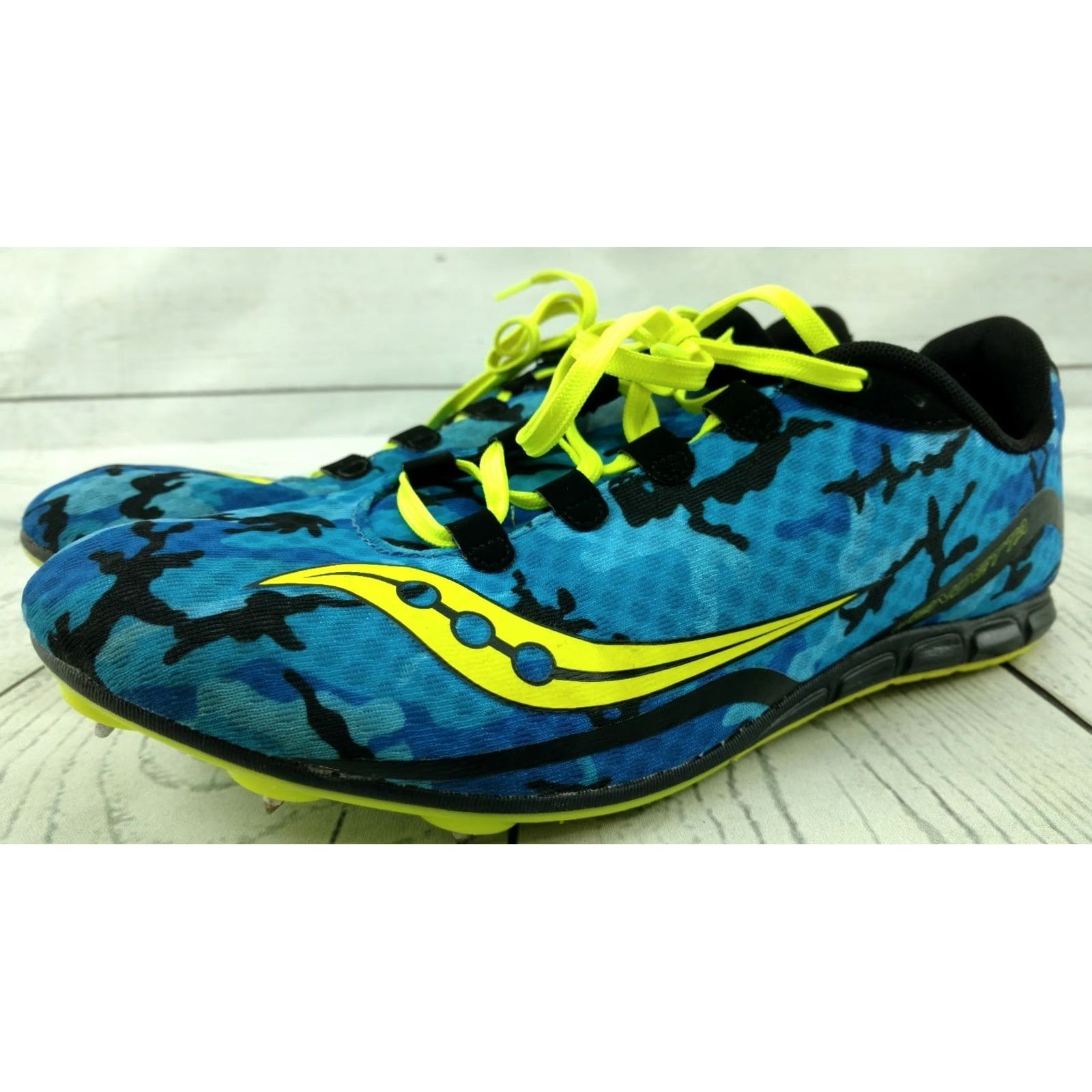 Saucony VINTAGE Saucony Vendetta Running Cleat Men’s Size 9 Blue Camo Pattern Cleats Shoe Size US 9 / EU 42 - 2 Thumbnail