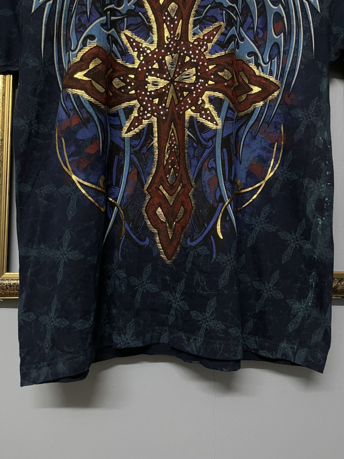 Affliction Vintage Rare 1990s Affliction Cross Live Fast Die Strong Tee Size US XL / EU 56 / 4 - 7 Thumbnail