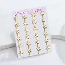 Jewelry Gold Palm Tree Stud Earrings – Stainless Steel Size ONE SIZE - 3 Thumbnail