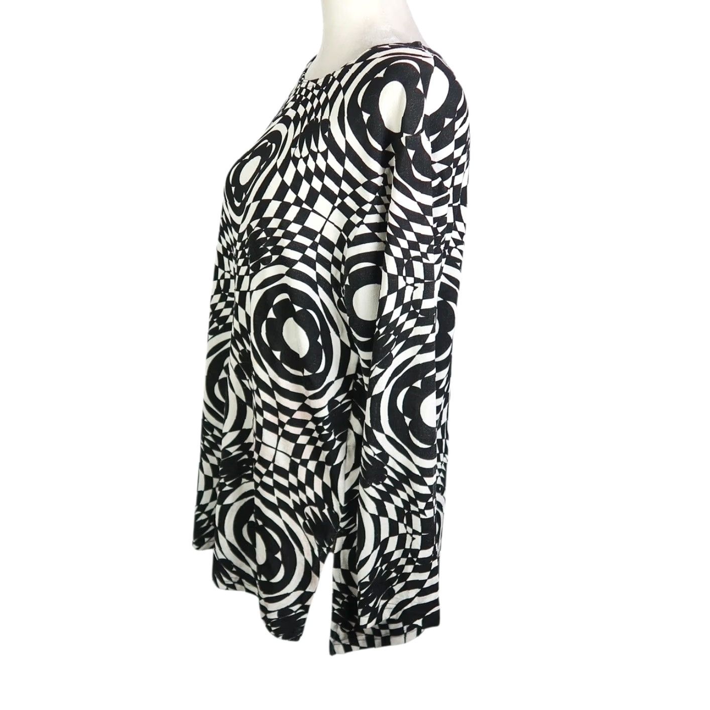 Vintage VINTAGE 90s JRB Black and White Kaleidoscope Mod Long Sleeve Top L Shirt Womens Check Pattern Size L / US 10 / IT 46 - 3 Thumbnail