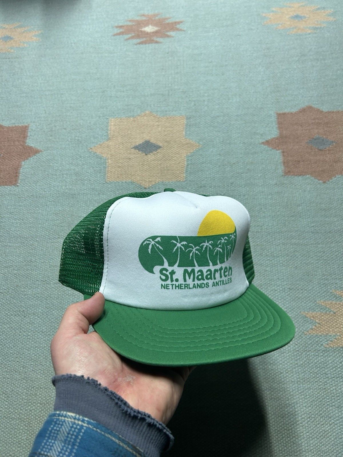 Vintage Vtg trucker hat St Maarten Caribbean island beach palm trees Size ONE SIZE - 1 Thumbnail