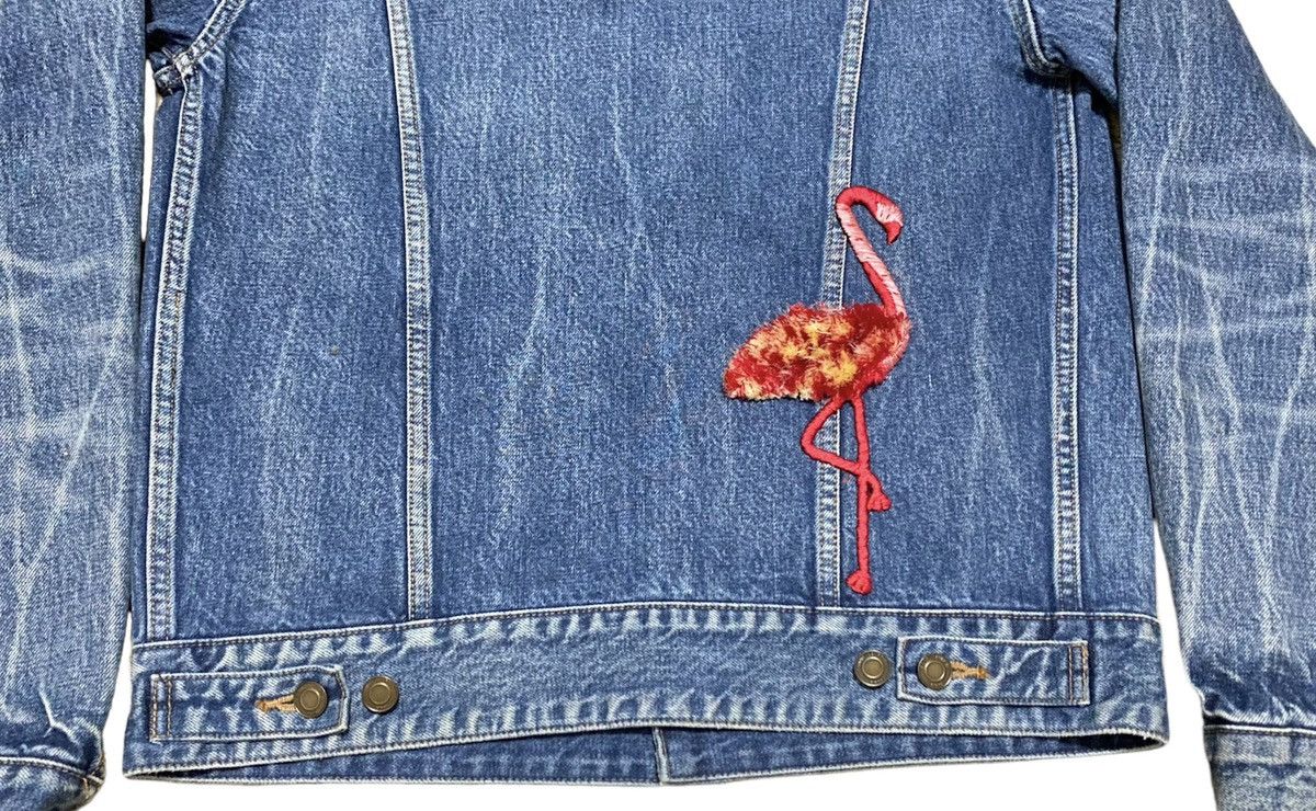 Saint Laurent Paris FW17 Saint Laurent Flamingo Embroidered Trucker Denim Jacket Size US M / EU 48-50 / 2 - 9 Thumbnail
