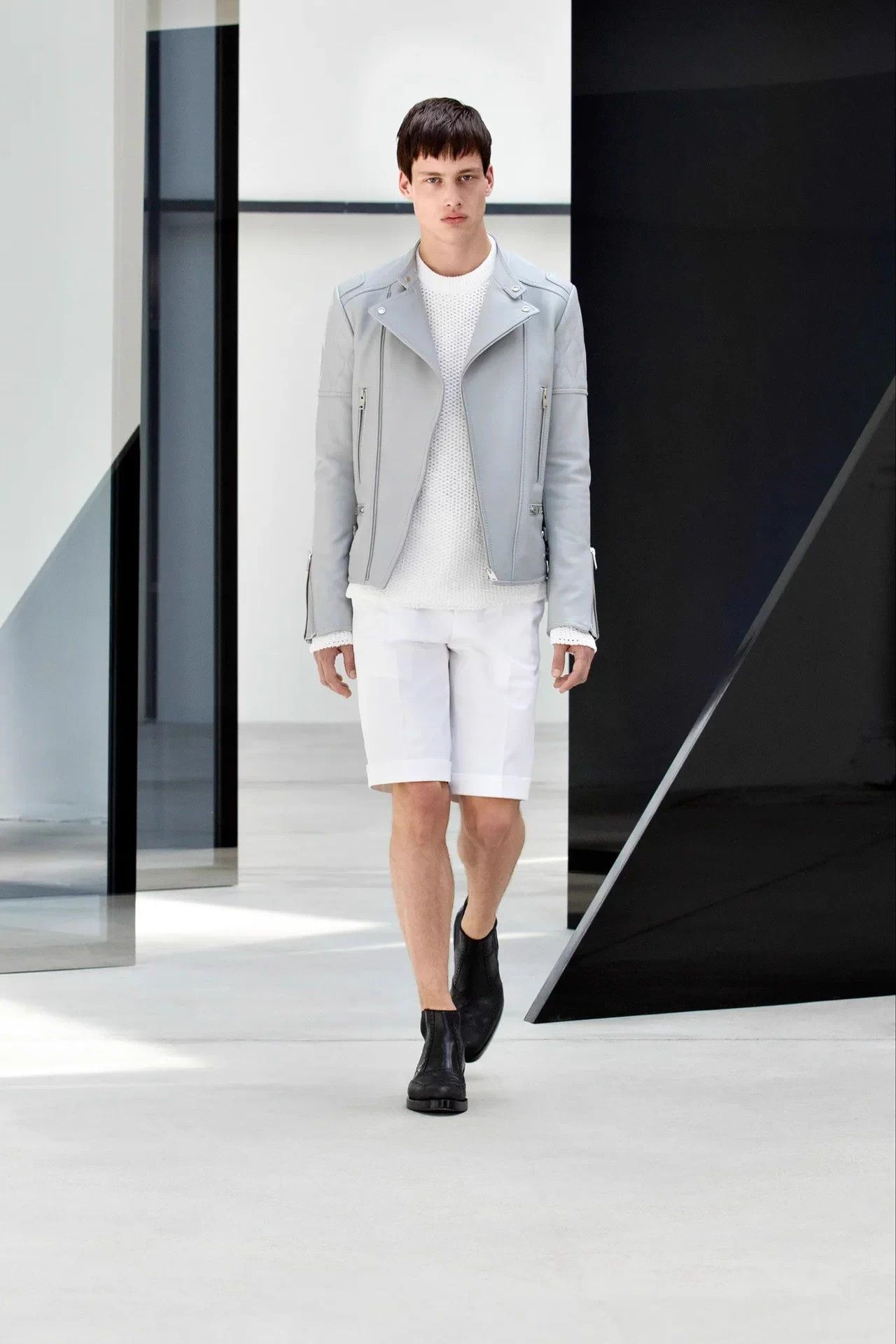 Balenciaga Balenciaga Show Piece Baby Blue Lambskin Moto Jacket 50 Size US M / EU 48-50 / 2 - 2 Thumbnail