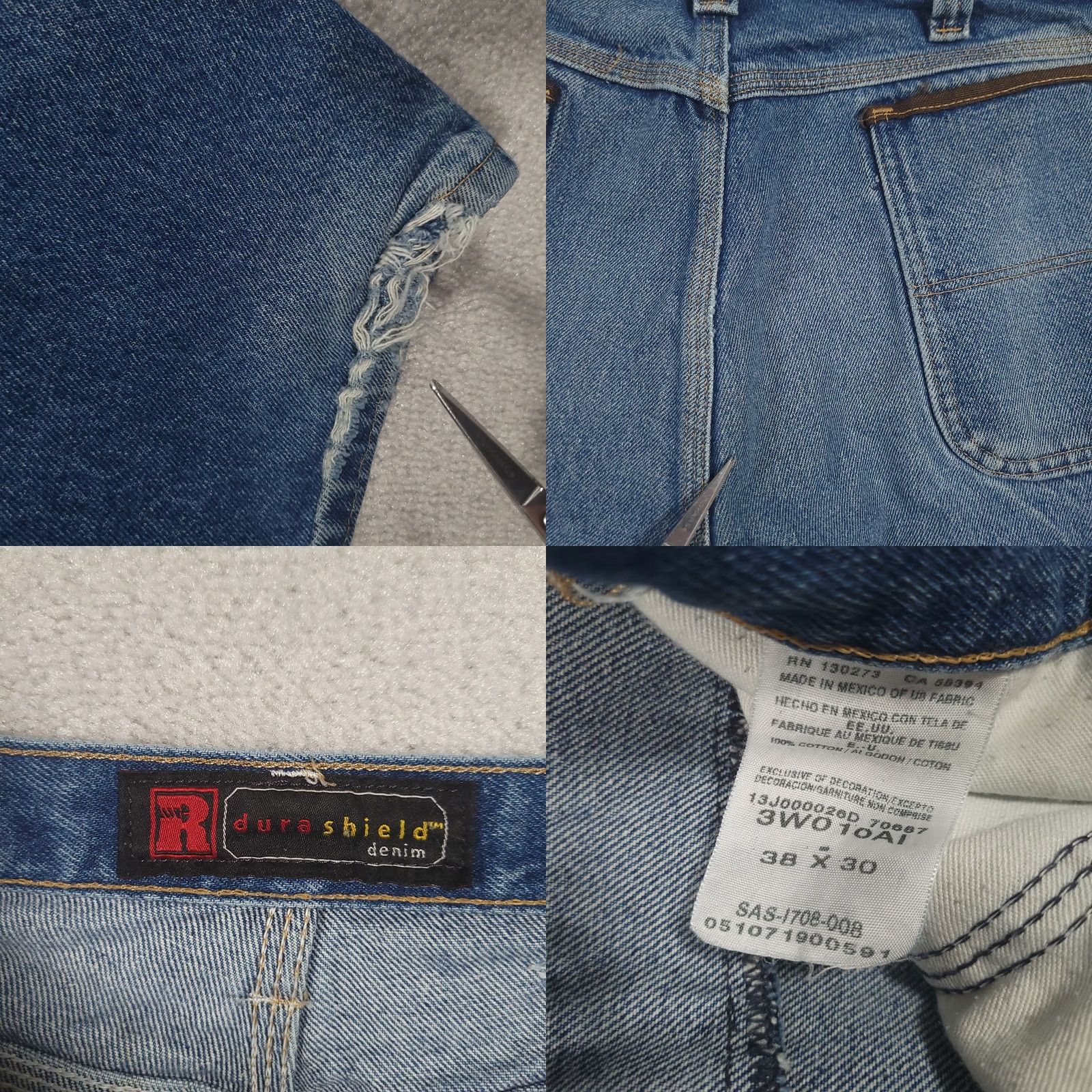 Wrangler Wrangler Riggs Workwear Jeans Dura Shield Denim Blue Mens 38x30 Zip Button Straight Relaxed 5-Pocket Denim Classic Workwear Mens Jeans ESG Size US 38 / EU 54 - 9 Thumbnail