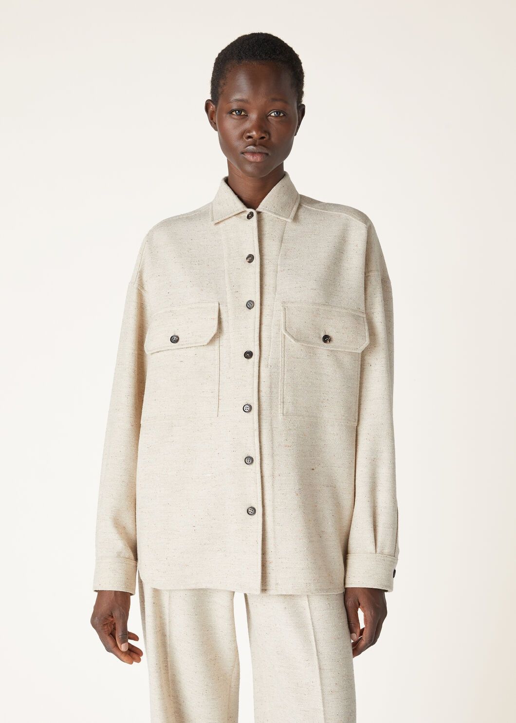 Loro Piana o1srvl11e0825 FAO4356 Jenna Overshirt in Beige Size L / US 10 / IT 46 - 4 Thumbnail