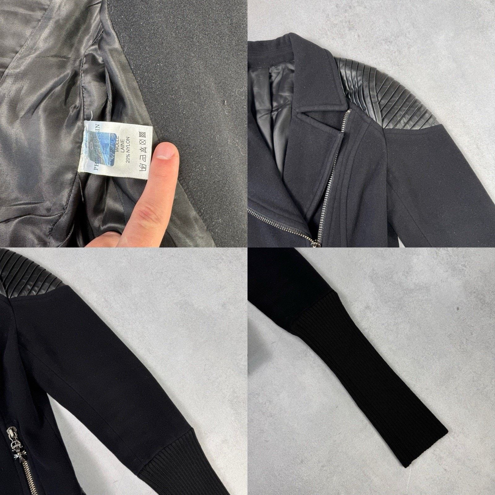 Philipp Plein Philipp Plein Women Biker Wool Coat Leather Jacket Skull Size S / US 4 / IT 40 - 20 Thumbnail