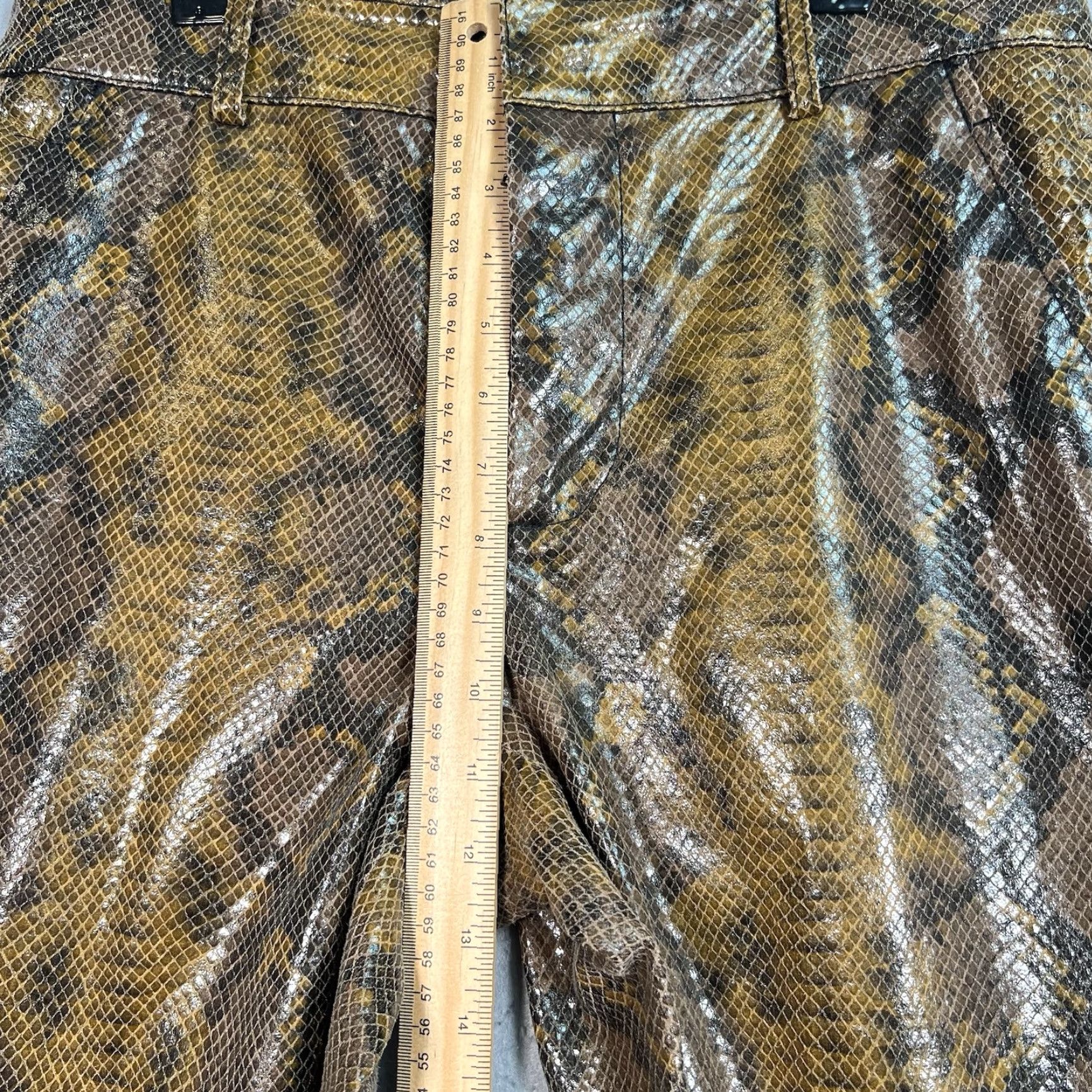 Zara VINTAGE Zara Snakeskin Wide Leg Pants Womens Small Brown High Rise Straight Fit Size 28" / US 6 / IT 42 - 7 Thumbnail