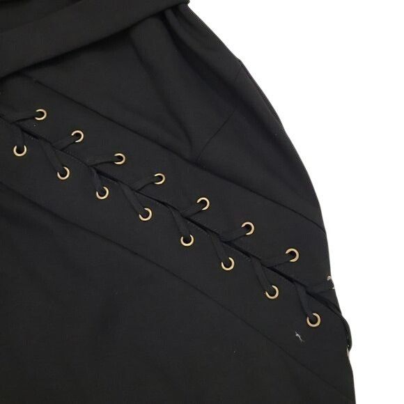 L.A.M.B. L.A.M.B Mini Bodycon Dress Lace Up Buckles One Shoulder Blac Size XS / US 0-2 / IT 36-38 - 10 Thumbnail
