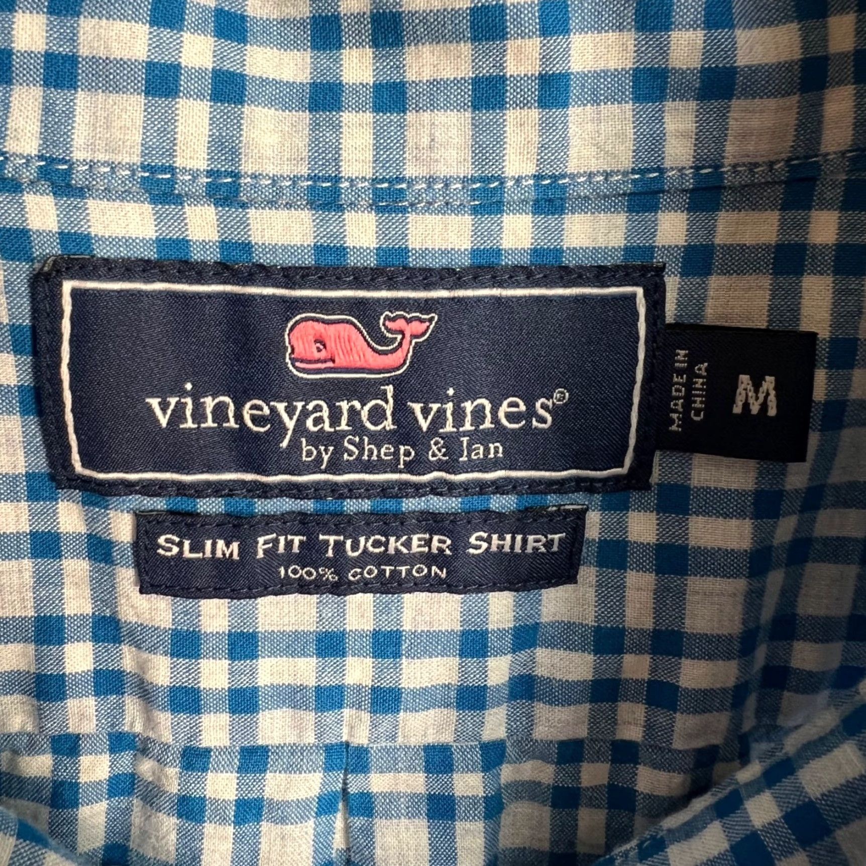 Vineyard Vines Vineyard Vines Tucker Shirt Medium Slim Fit Blue Checkered 100% Cotton Button-Up Mens Size US M / EU 48-50 / 2 - 3 Thumbnail