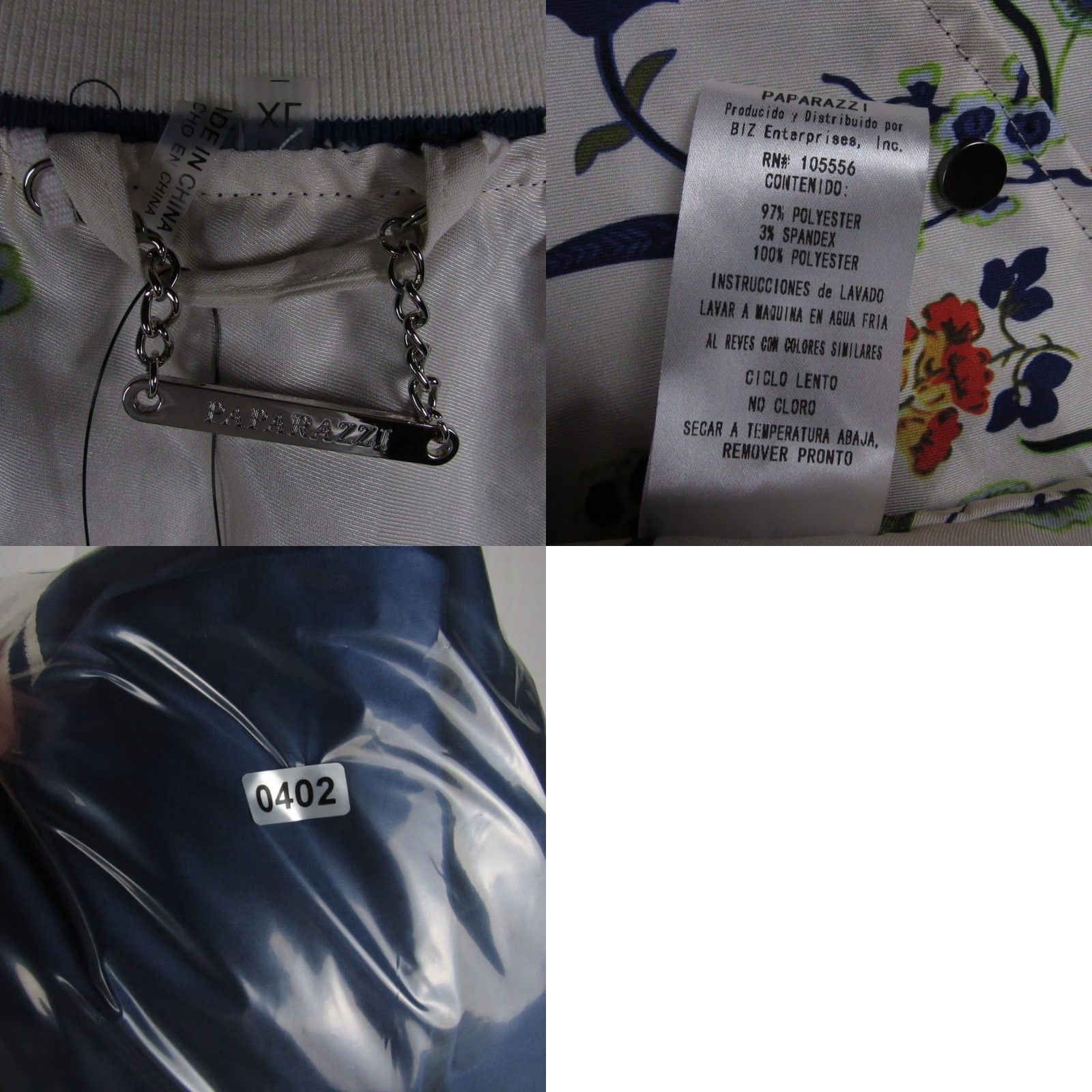 Vintage Paparazzi Jacket Floral Reversible Bomber Ivory Navy XL Embroidered Peace Snap Long Sleeve Womens Regular 2010s - Size XL / US 12-14 / IT 48-50 - 8 Thumbnail