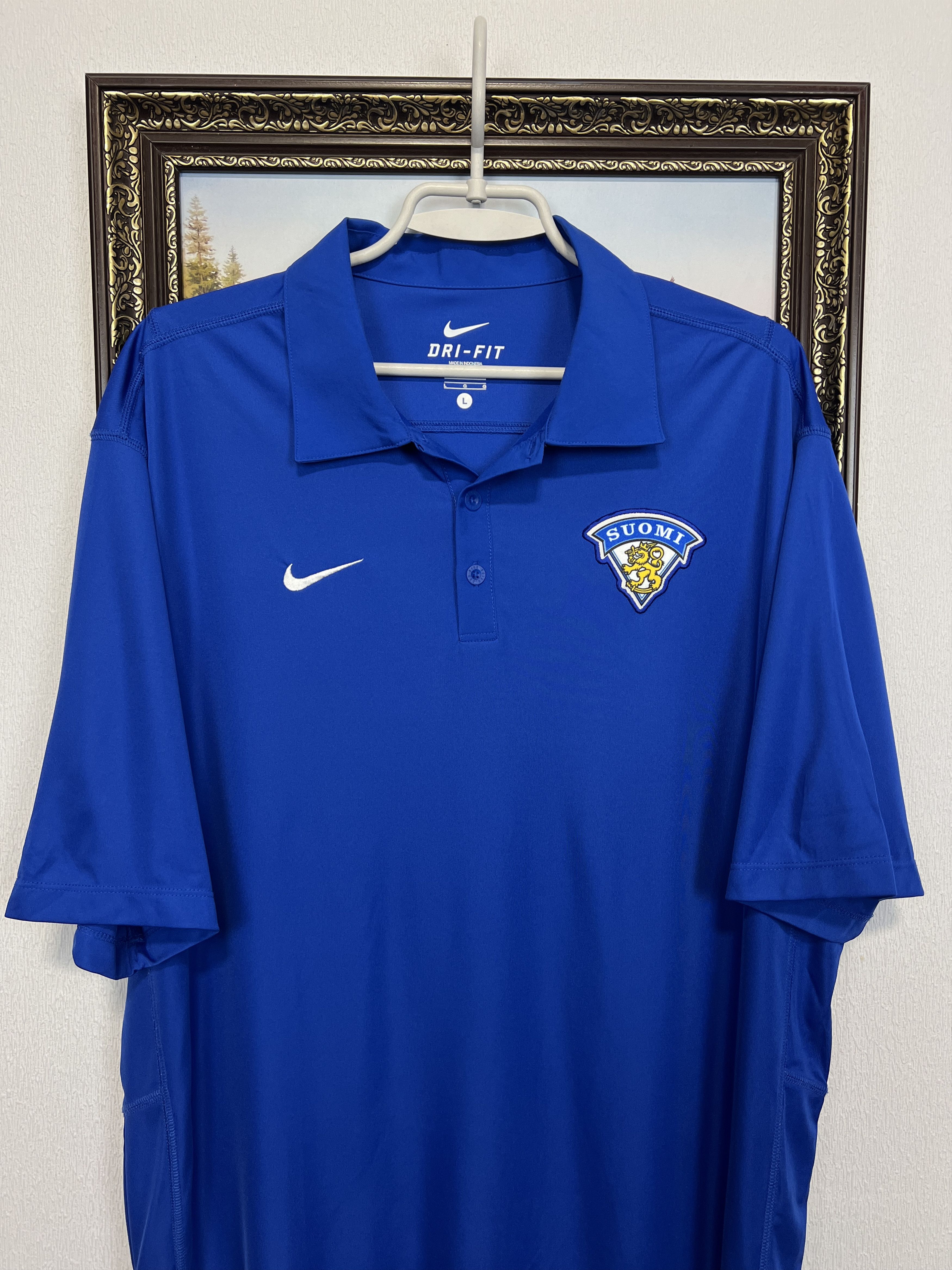 Nike Finland Ice Hockey National Team Polo Shirt Jersey Trikot Size US L / EU 52-54 / 3 - 2 Thumbnail