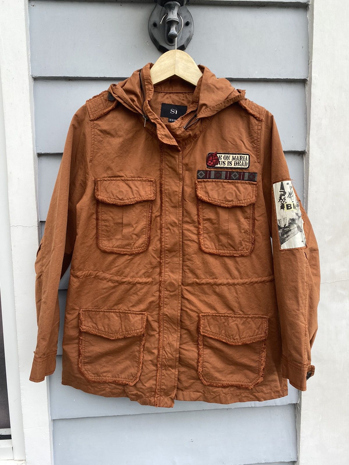 Japanese Brand SI Bien Burn Orange Parka Gothic Patch Japanese Distressed Size US L / EU 52-54 / 3 - 1 Thumbnail