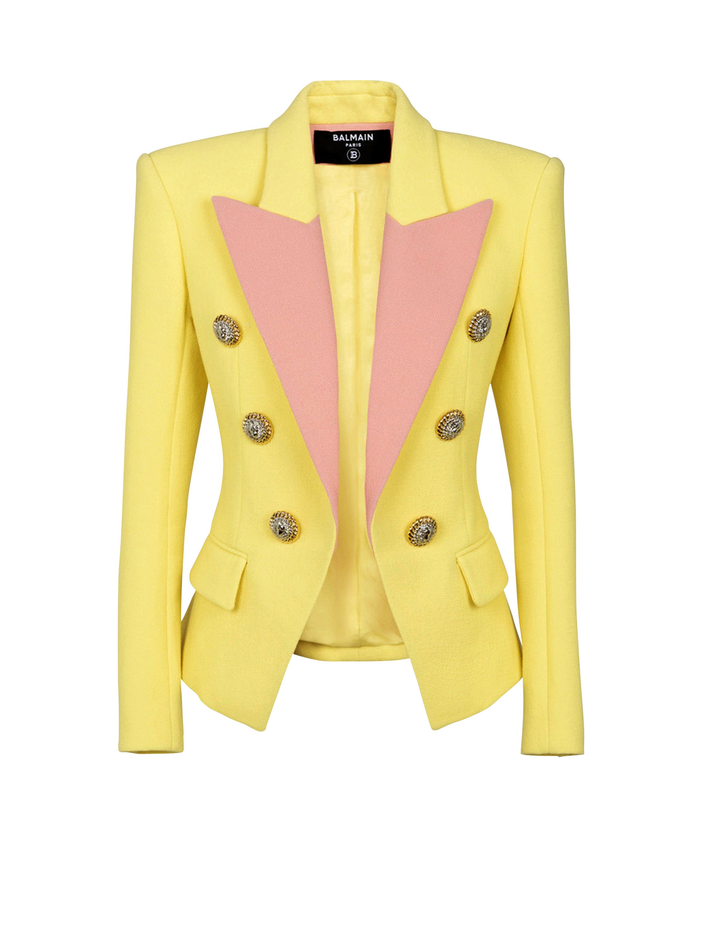 Balmain o1s1wg110825 Peak Lapel Two Tone Blazer in Yellow Size XL / US 12-14 / IT 48-50 - 1 Thumbnail
