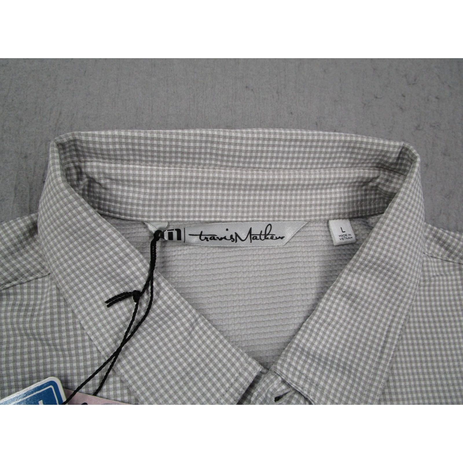 TravisMathew TravisMathew Polo Shirt Mens L Gray Gingham Zim 1ML003 Stretch Golf Short Sleeve Polo Shirt Mens Large Gray Size US L / EU 52-54 / 3 - 4 Thumbnail